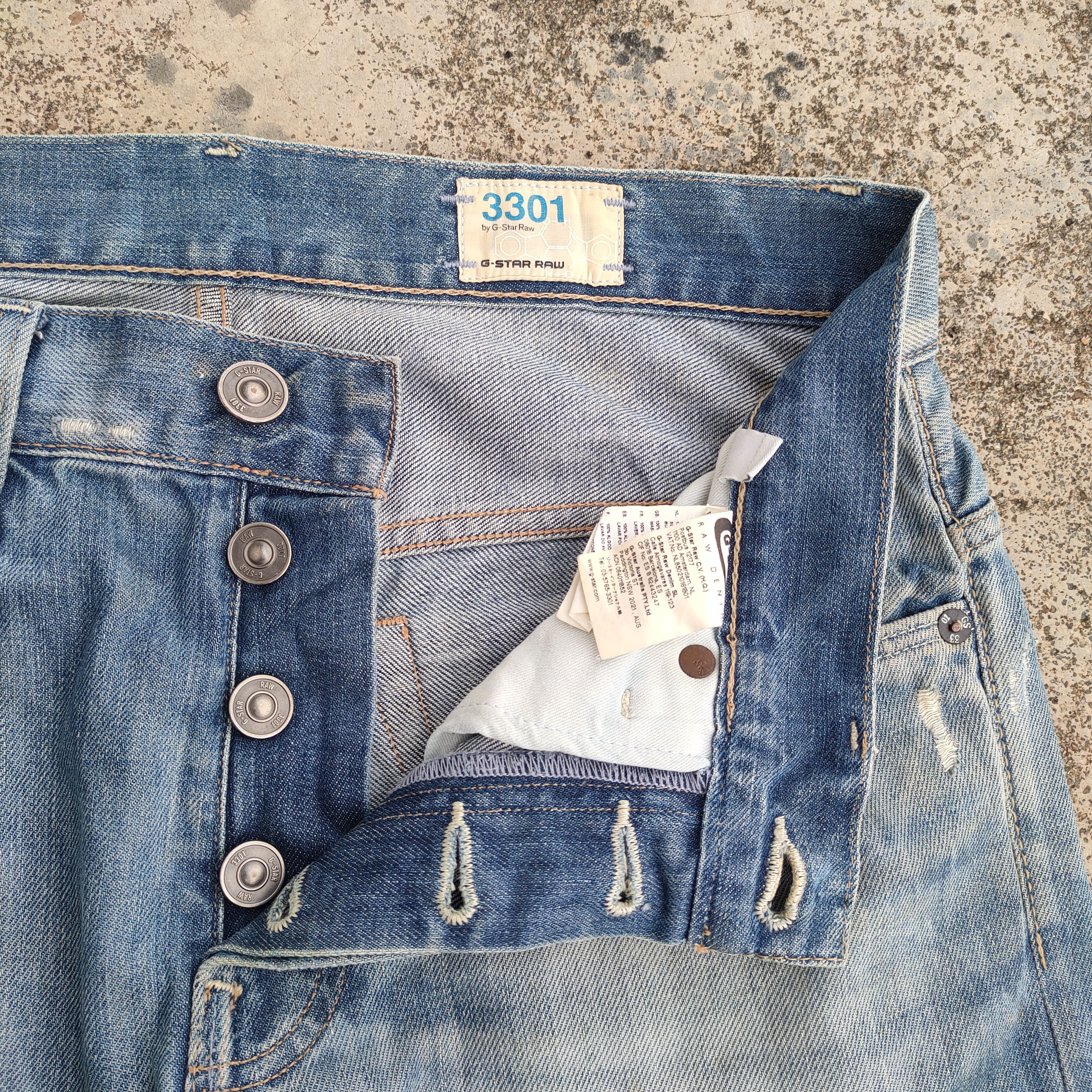 G-Star VINTAGE G RAW RIPPED FADED DENIM JEAN PANTS Size US 33 - 8 Thumbnail