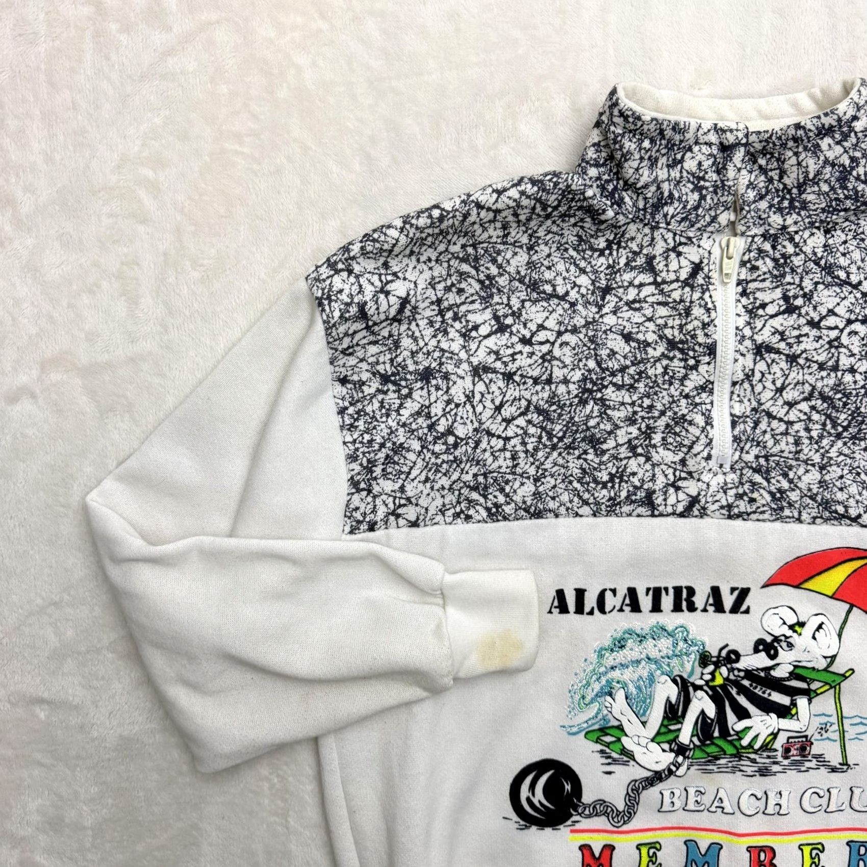 Vintage VINTAGE Jacoe Alcatraz Beach Club Sweatshirt 1/4 Zip Mens Large White Size US L / EU 52-54 / 3 - 5 Thumbnail