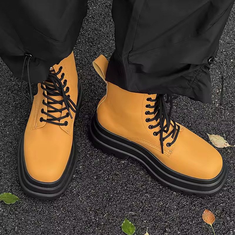Japanese Brand Thick Soled High Top Men Pu Leather Boots Size US 6 / EU 39 - 4 Thumbnail