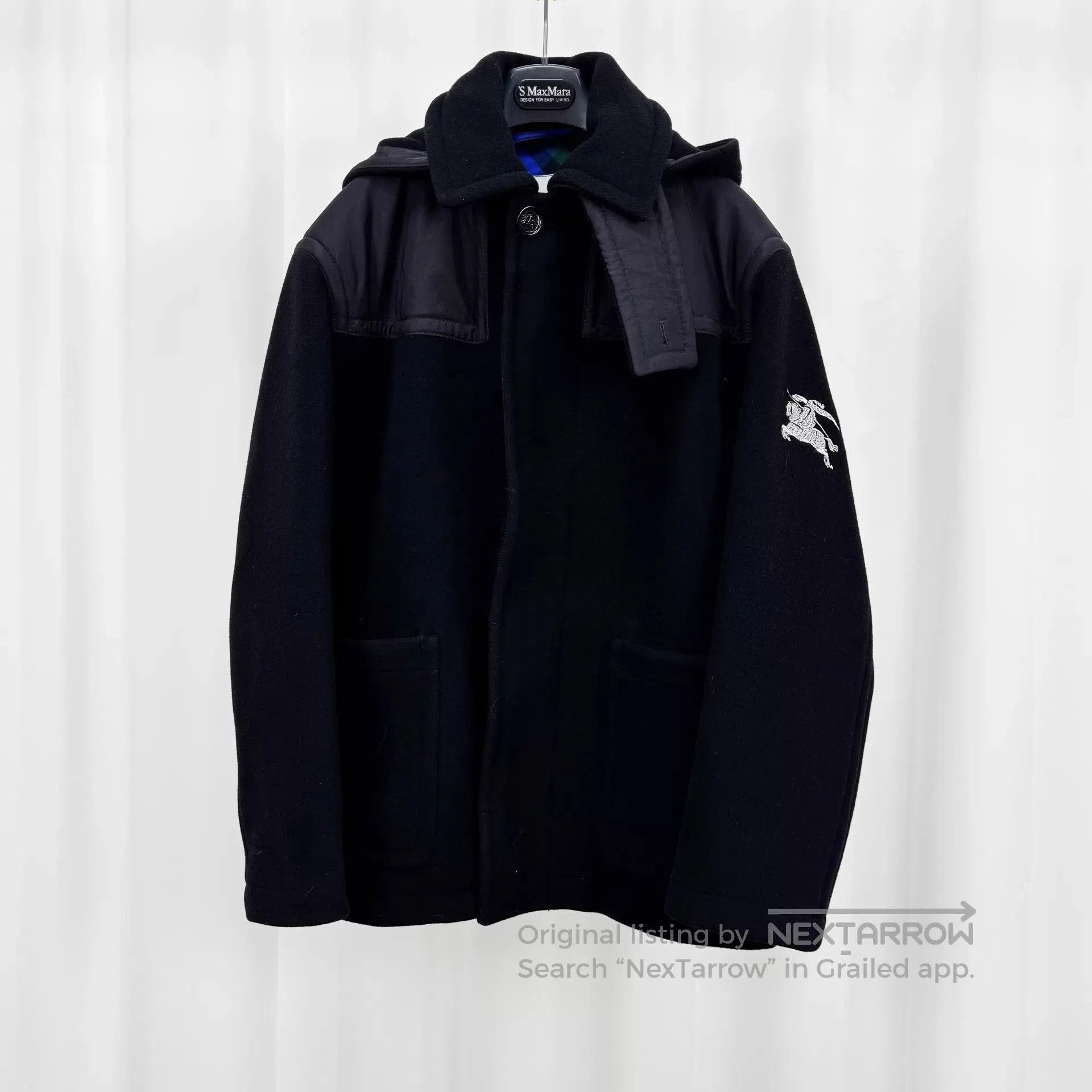 Burberry Black Heavy Coat with Embroidered Sleeve Design . Size US XS / EU 42 / 0 - 1 Thumbnail