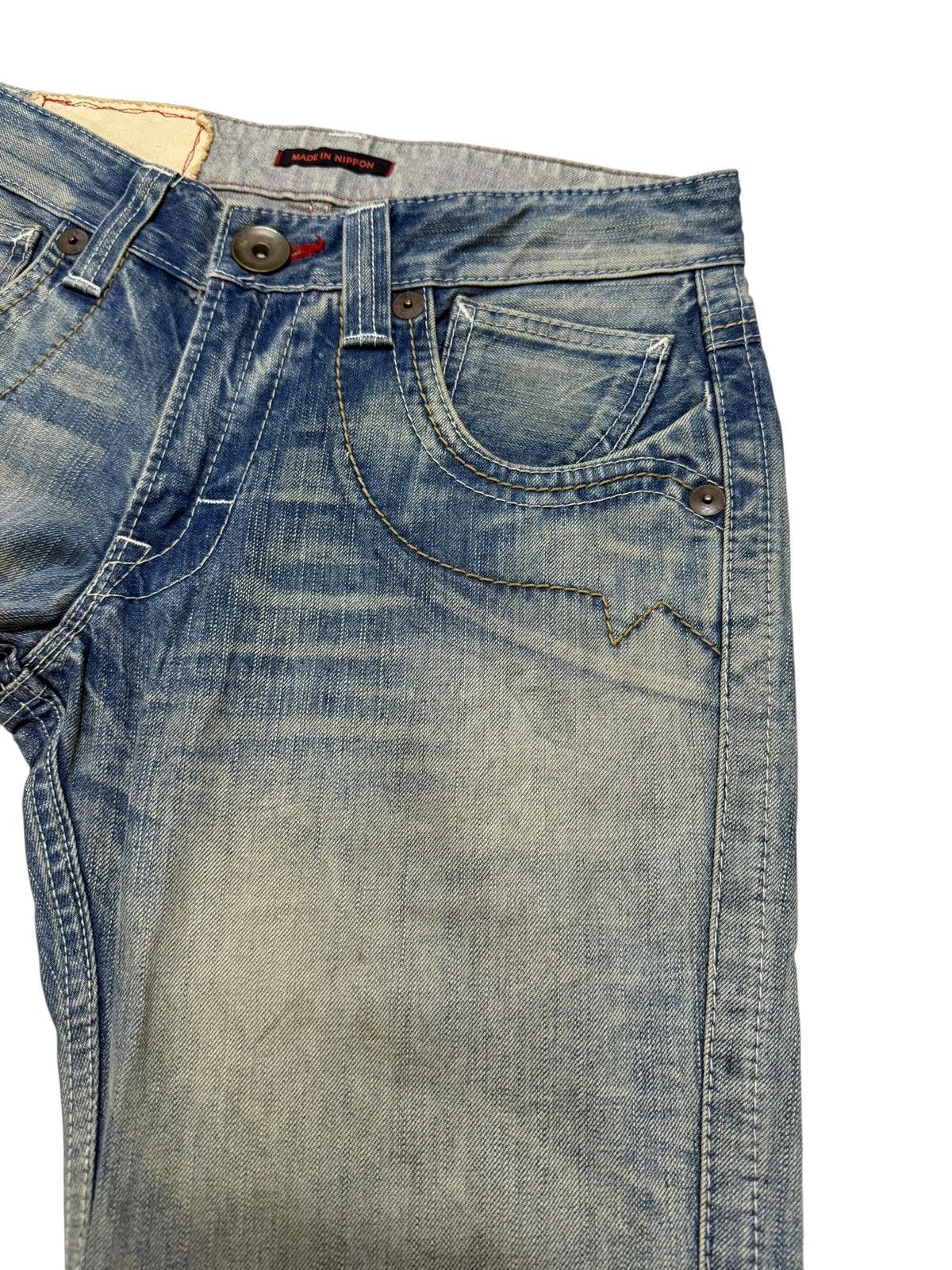 Japanese Brand Flared Jeans Blue Way Japan Acid Wash Rare Design Boot Cut Size US 30 / EU 46 - 7 Thumbnail