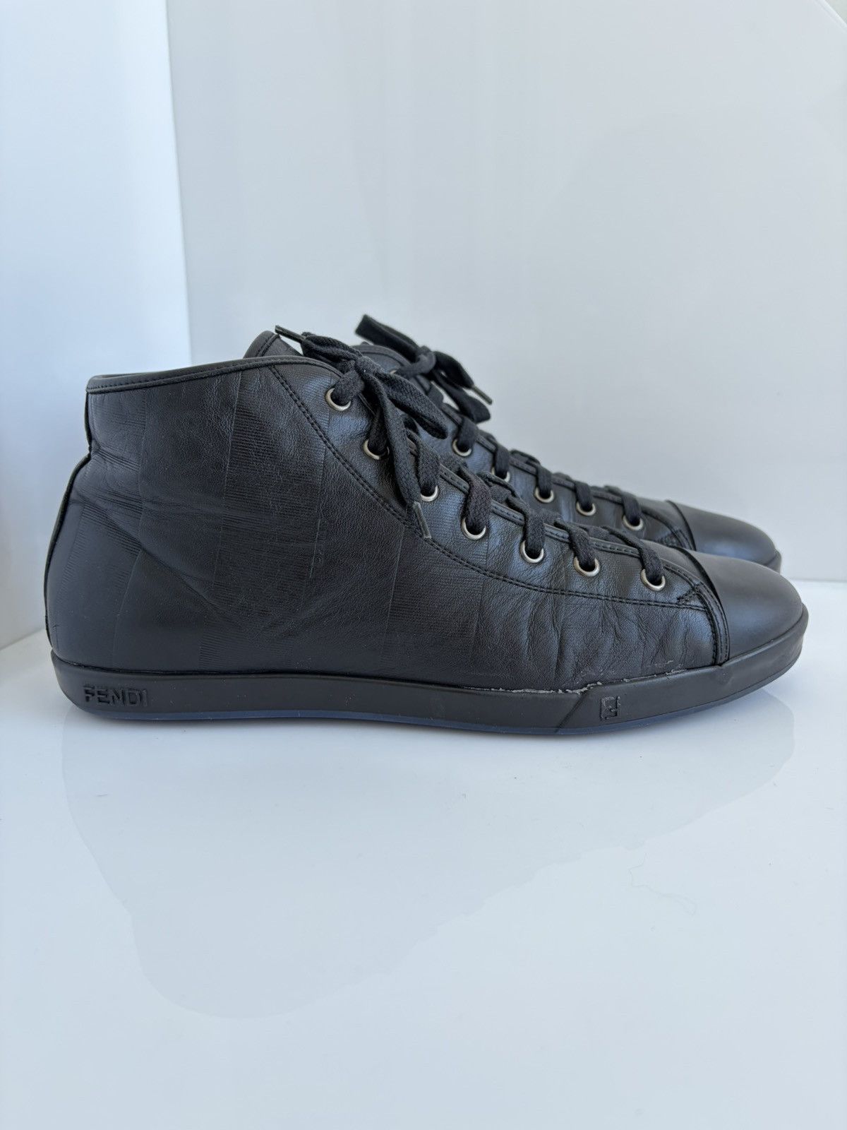 Fendi Fendi FF Black Leather High-Top Sneakers Shoes US8 EU41 Size US 8 / EU 41 - 7 Thumbnail