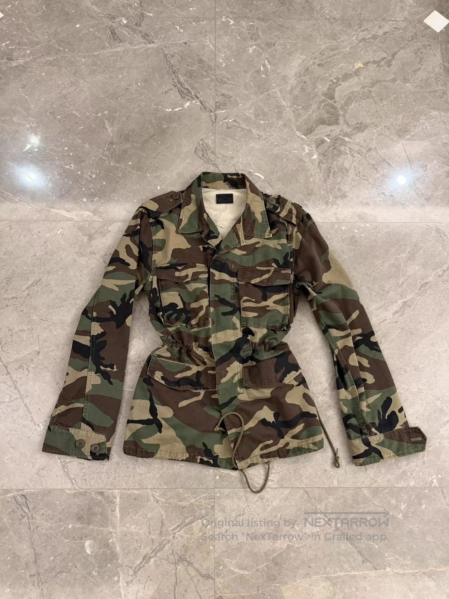 Saint Laurent Paris Camouflage Jacket with 'LOVE' Embroidered Back Patch. Size US S / EU 44-46 / 1 - 3 Thumbnail