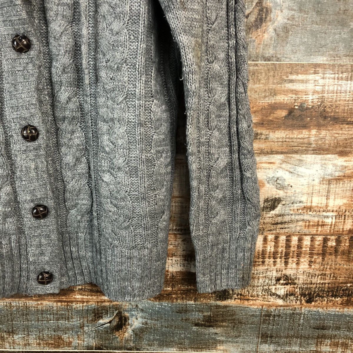 Japanese Brand Wave Zone Grey Cardigan Hoodie Knitwear #A1694 Size M / US 6-8 / IT 42-44 - 8 Thumbnail