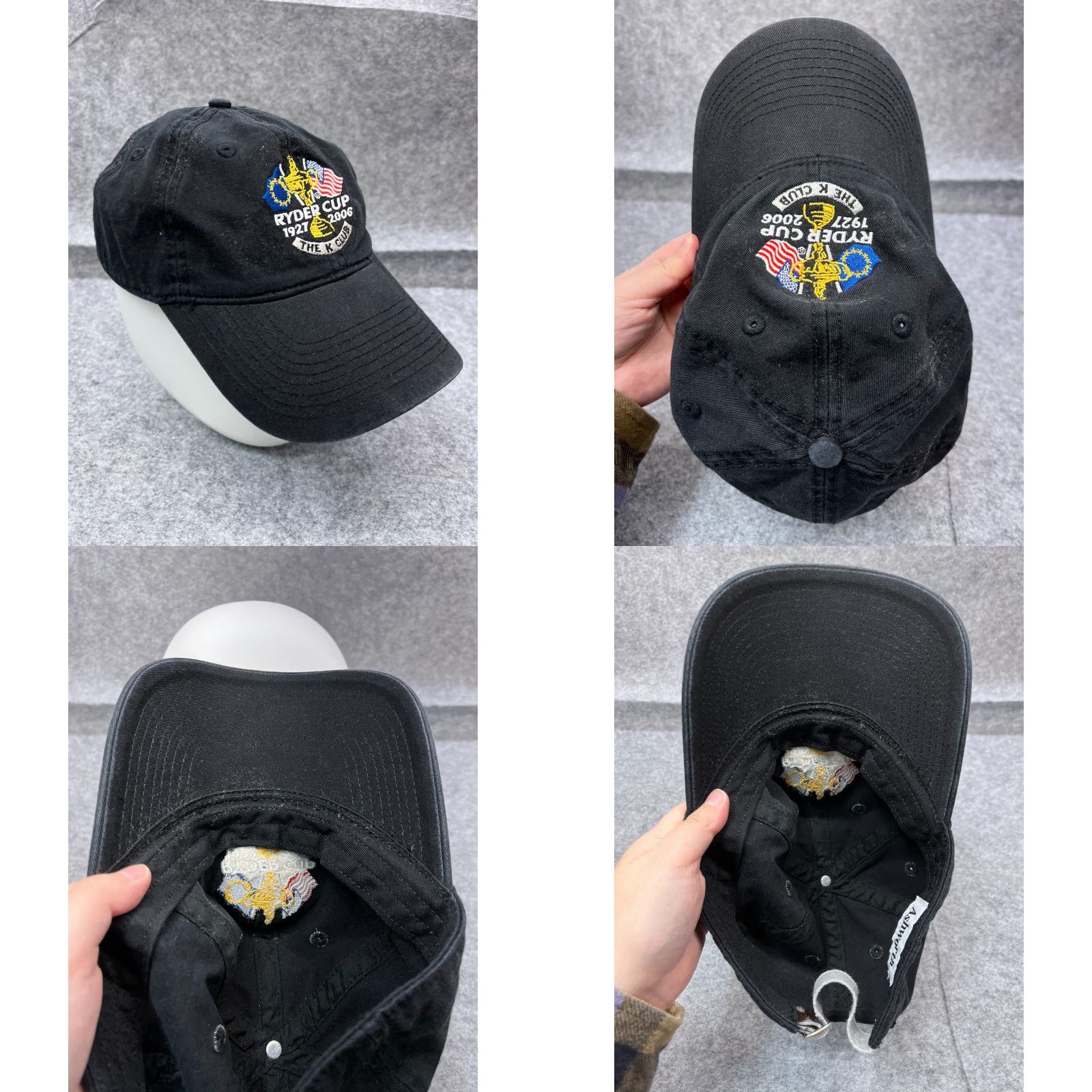 Vintage Ashworth The K Club Hat Cap Strap Back Adult Black Cotton Embroidered Golfer Size ONE SIZE - 8 Thumbnail
