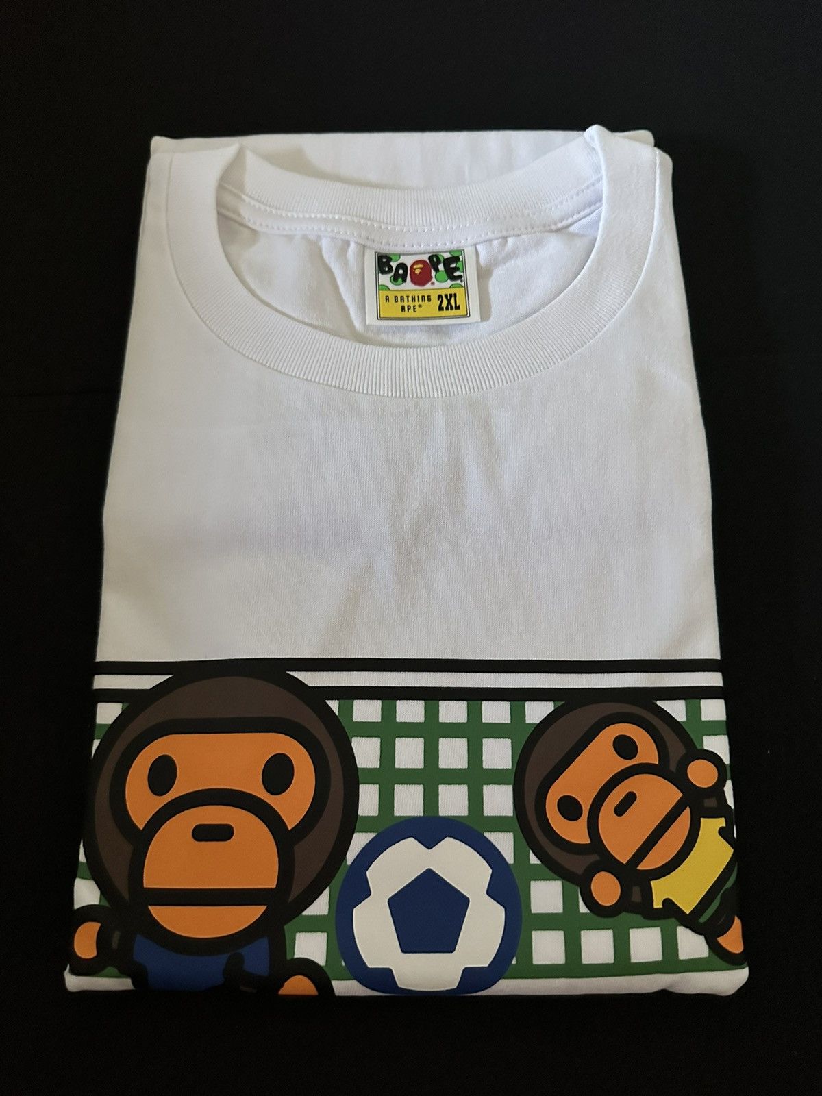 image of Bape A Bathing Ape Baby Milo Soccer Tee Shirt Size 2Xl New in White, Men's