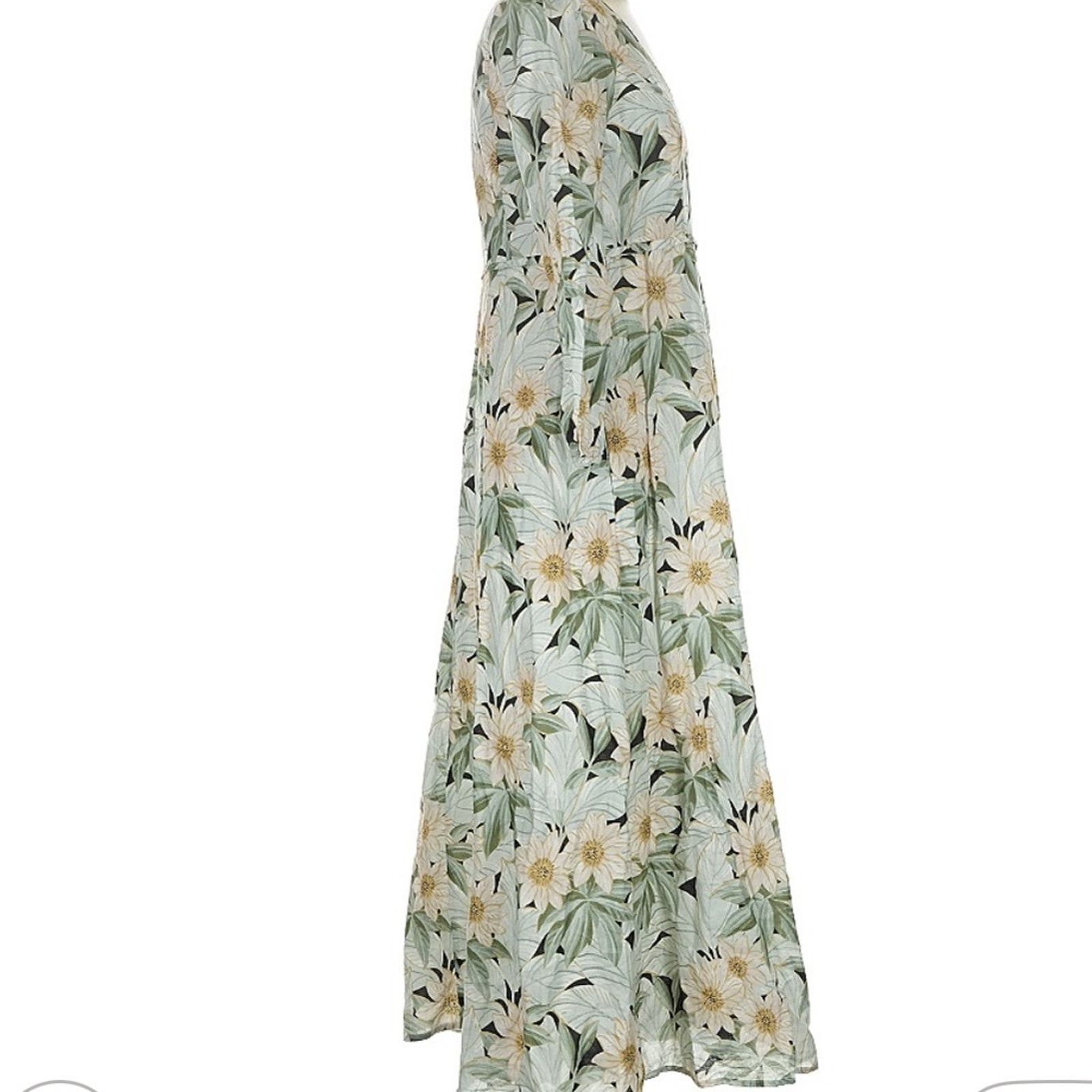 slim fit dress slacks Kelly Green and Cream Tropical Leaf Print Midi Dress main image 0
