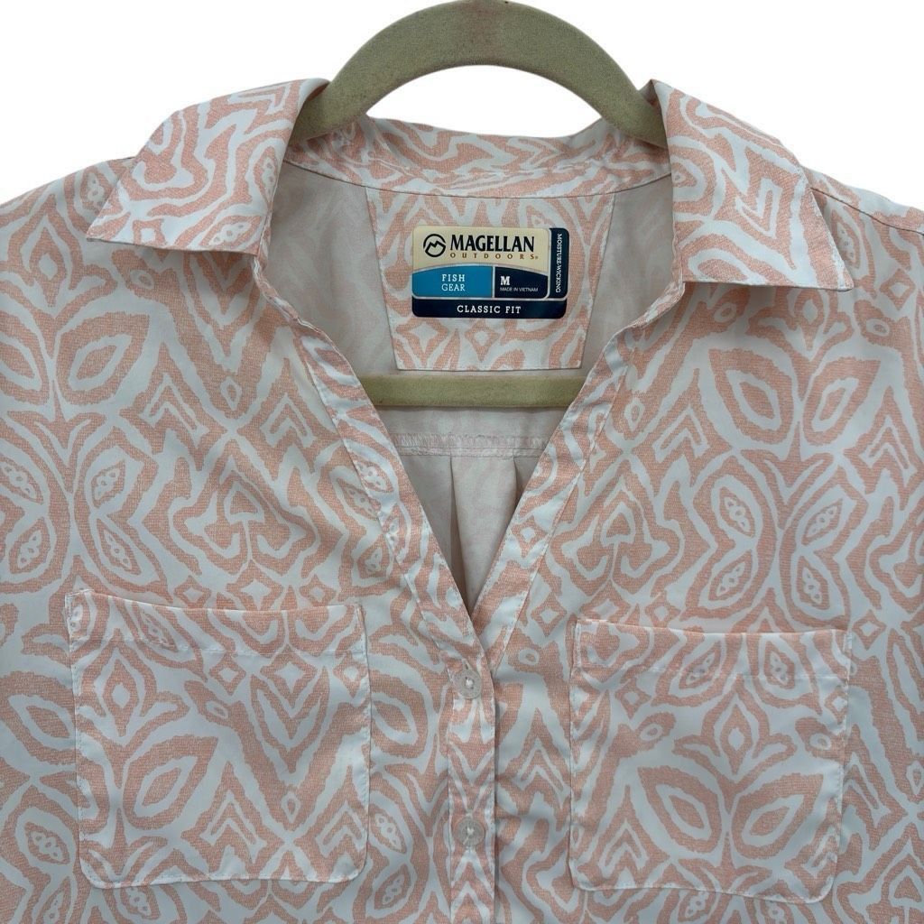Other Magellan Classic Fit Henley Fish Gear Long Sleeve Top Orange White Medium Preppy Size M / US 6-8 / IT 42-44 - 7 Thumbnail