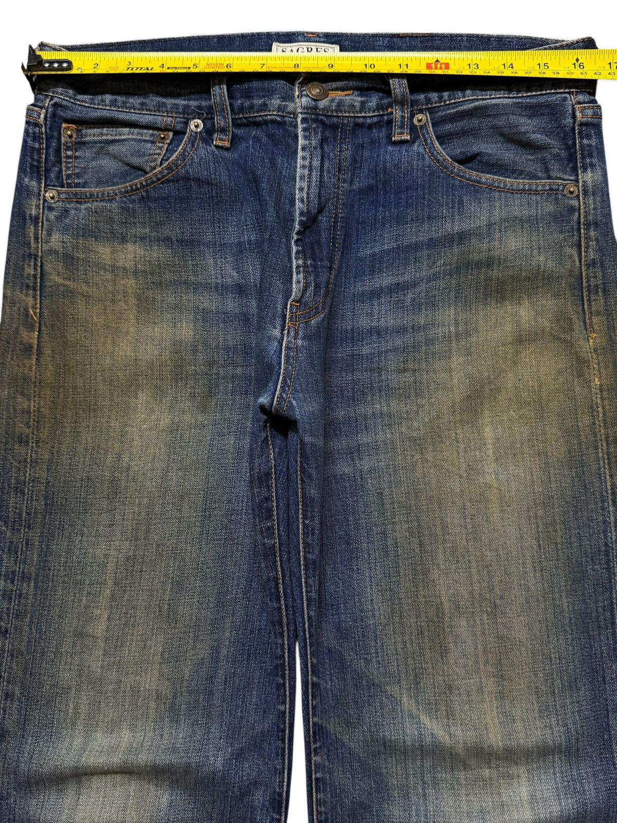 Helmut Lang Vintage Y2K Japanese Brand Blue Mud Wash Distress Straight Size US 32 / EU 48 - 7 Thumbnail