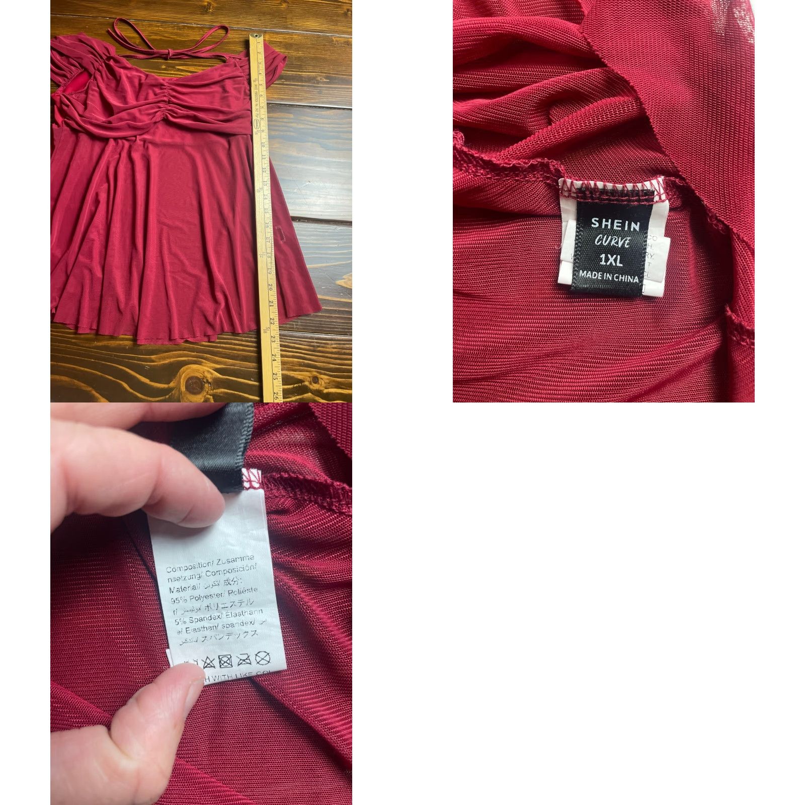 Shein SheIn Shirt Women's Plus Size 1XL Red 1/2 Sheer Curvy Size XL / US 12-14 / IT 48-50 - 8 Thumbnail