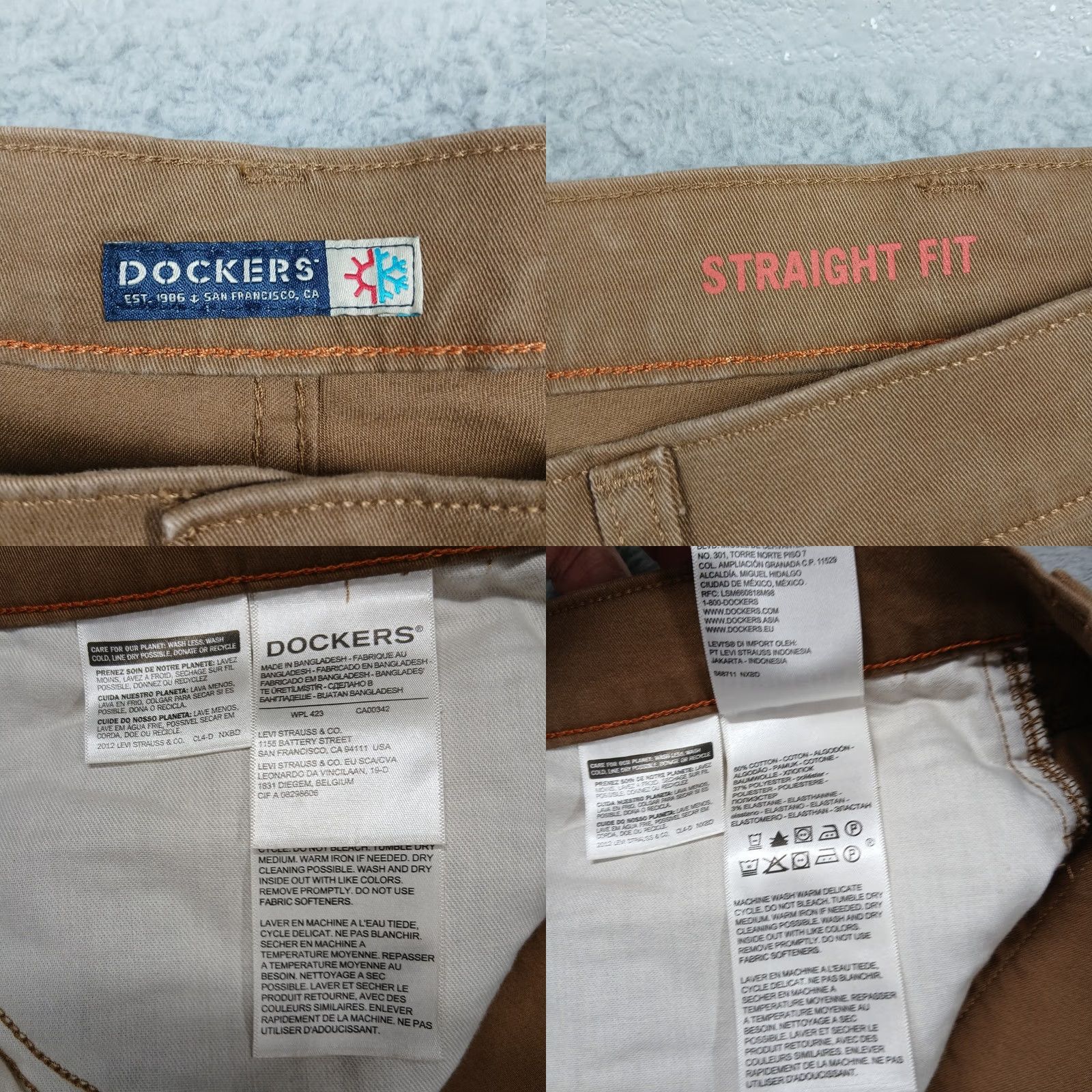 Dockers Dockers Jeans Straight Fit Pants Mens 40x30 Brown All Seasons Tech NWT Signature Khaki 5-Pocket Casual Business Travel Regular Front Flat Old? Size US 40 / EU 56 - 8 Thumbnail