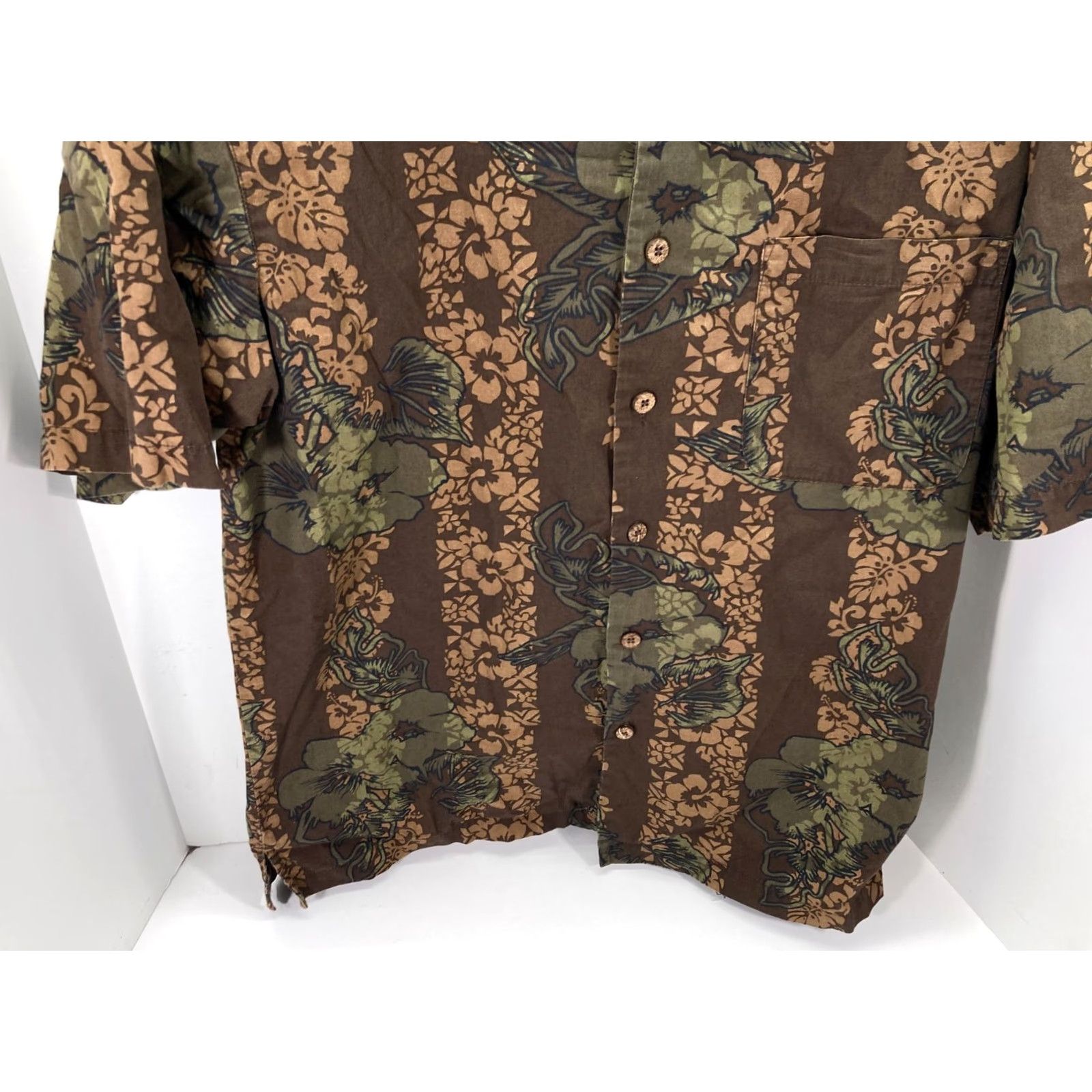 Roundtree & Yorke VINTAGE Roundtree & Yorke Hawaiian Button Up Shirt Mens M Brown Cotton Floral Beach Size US M / EU 48-50 / 2 - 5 Thumbnail