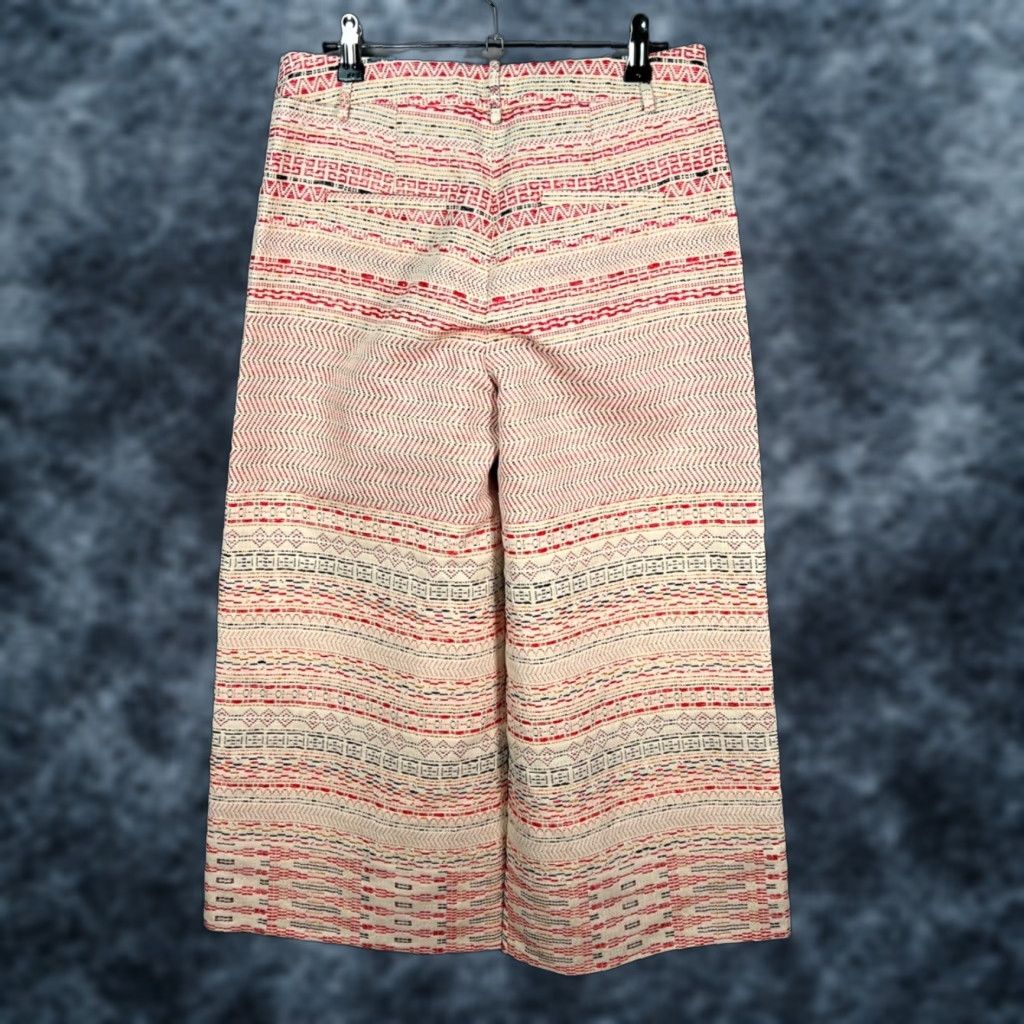 Vintage Miahatami Womens 42 Red & White Woven High-Waist Culottes Cotton Blend Pants Wide-Leg Cropped Adult Women Size 42 Summer Spring Mens Womens Girls Size 28" / US 6 / IT 42 - 1 Thumbnail