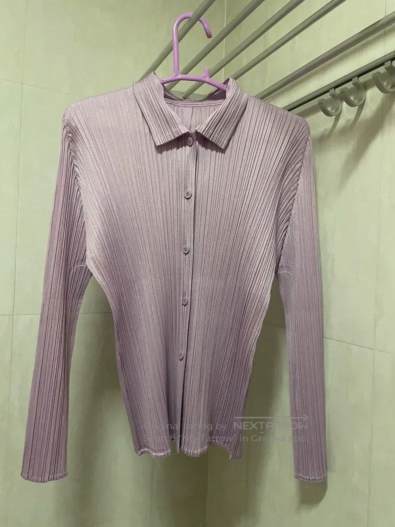 Issey Miyake Issey Miyake Pleated Collar Long Sleeve Shirt Size L / US 10 / IT 46 - 3 Thumbnail