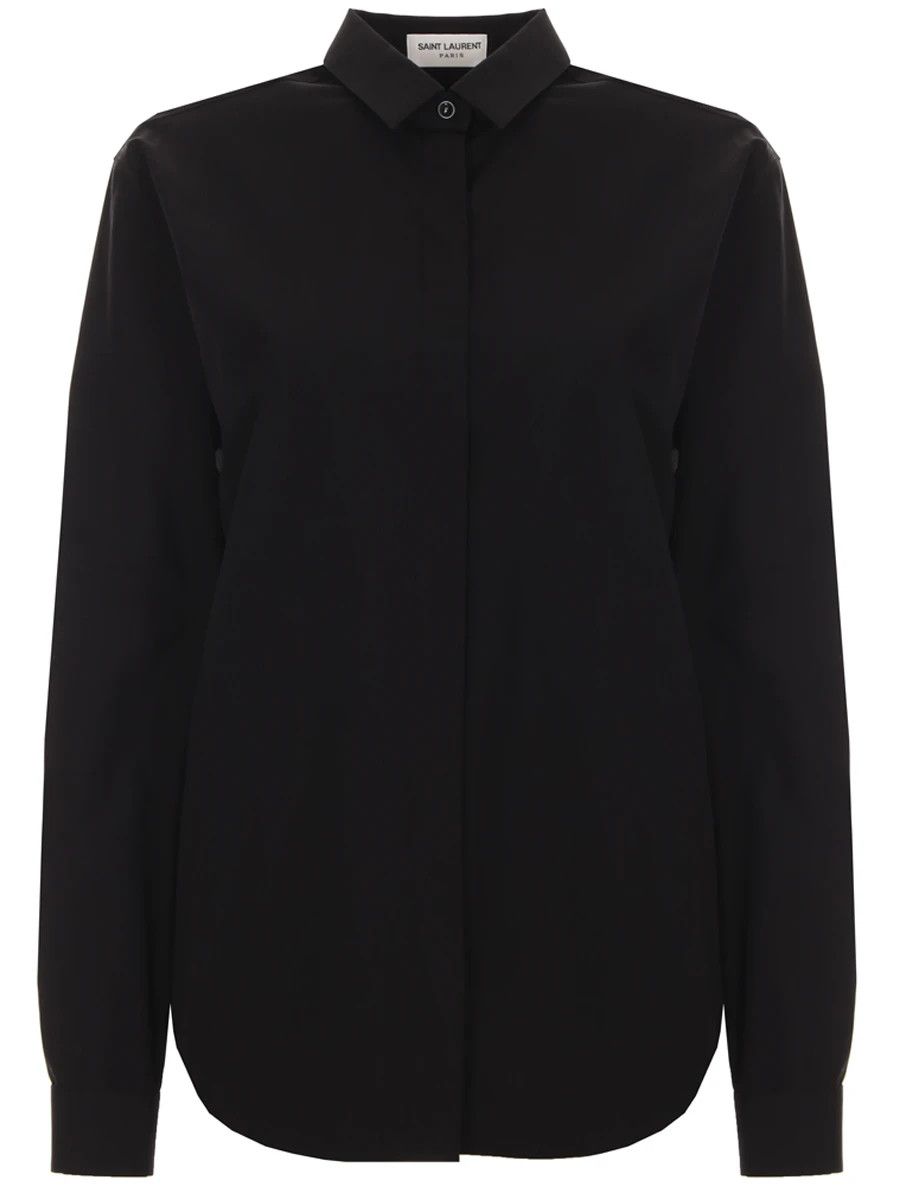 Saint Laurent Paris o1s1wg111224 Cotton Shirt in Black Size L / US 10 / IT 46 - 1 Thumbnail