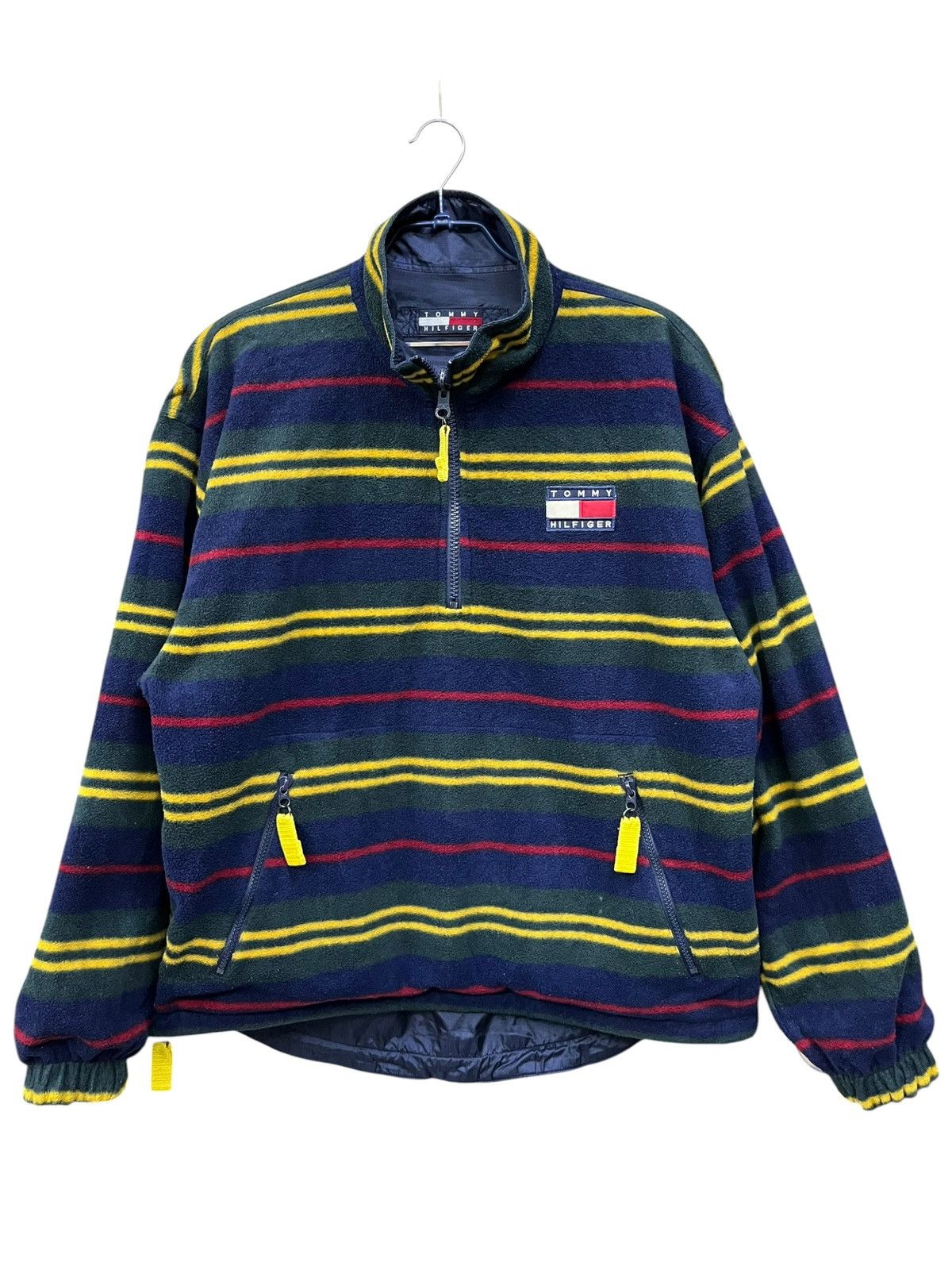 Tommy Hilfiger Vintage 90s Tommy Hilfiger Reversible Stripe Fleece Nylon Size US L / EU 52-54 / 3 - 1 Thumbnail