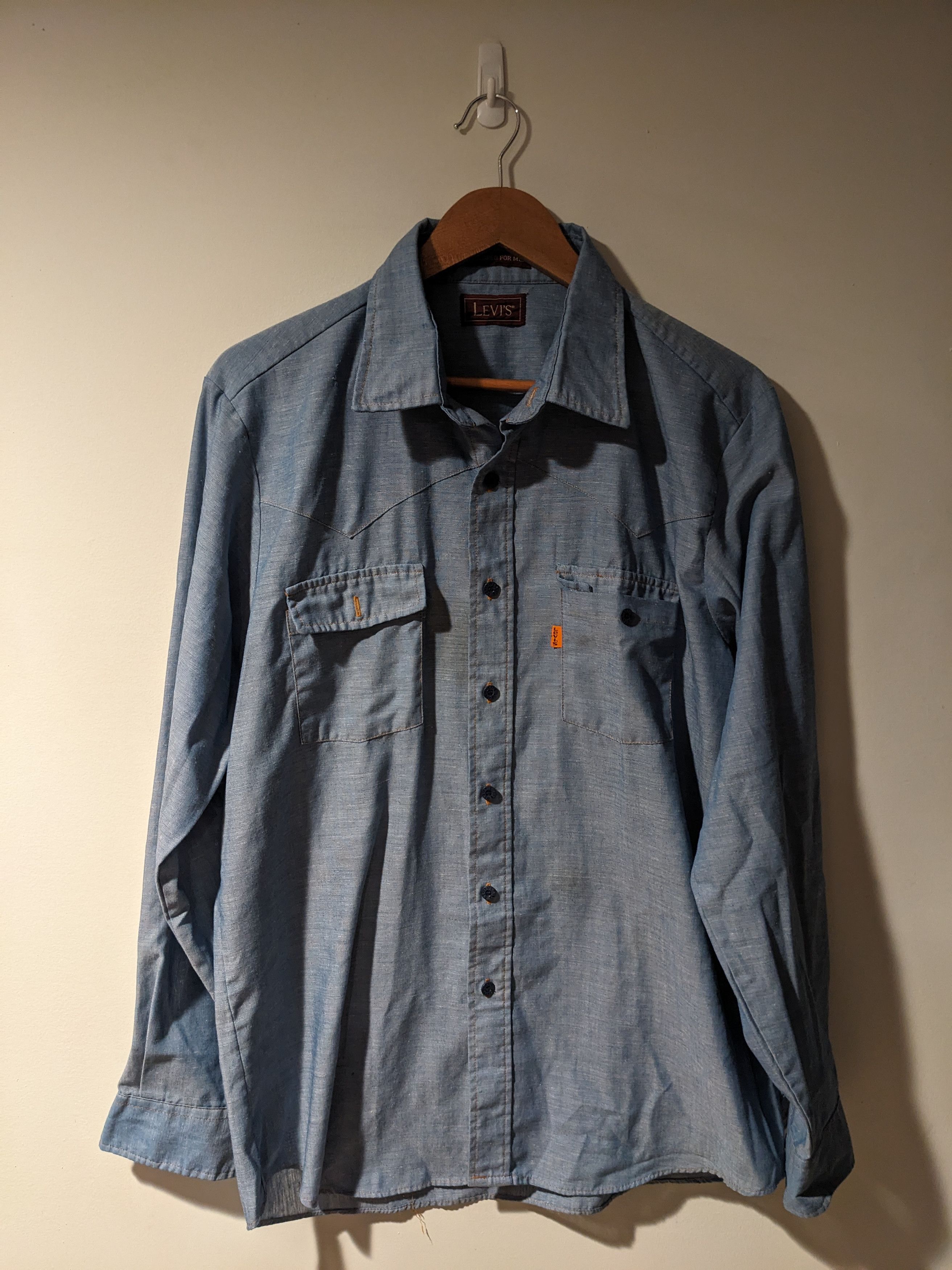 Vintage 90s Levis Orange Tab Blue X-Large Button Up Shirt