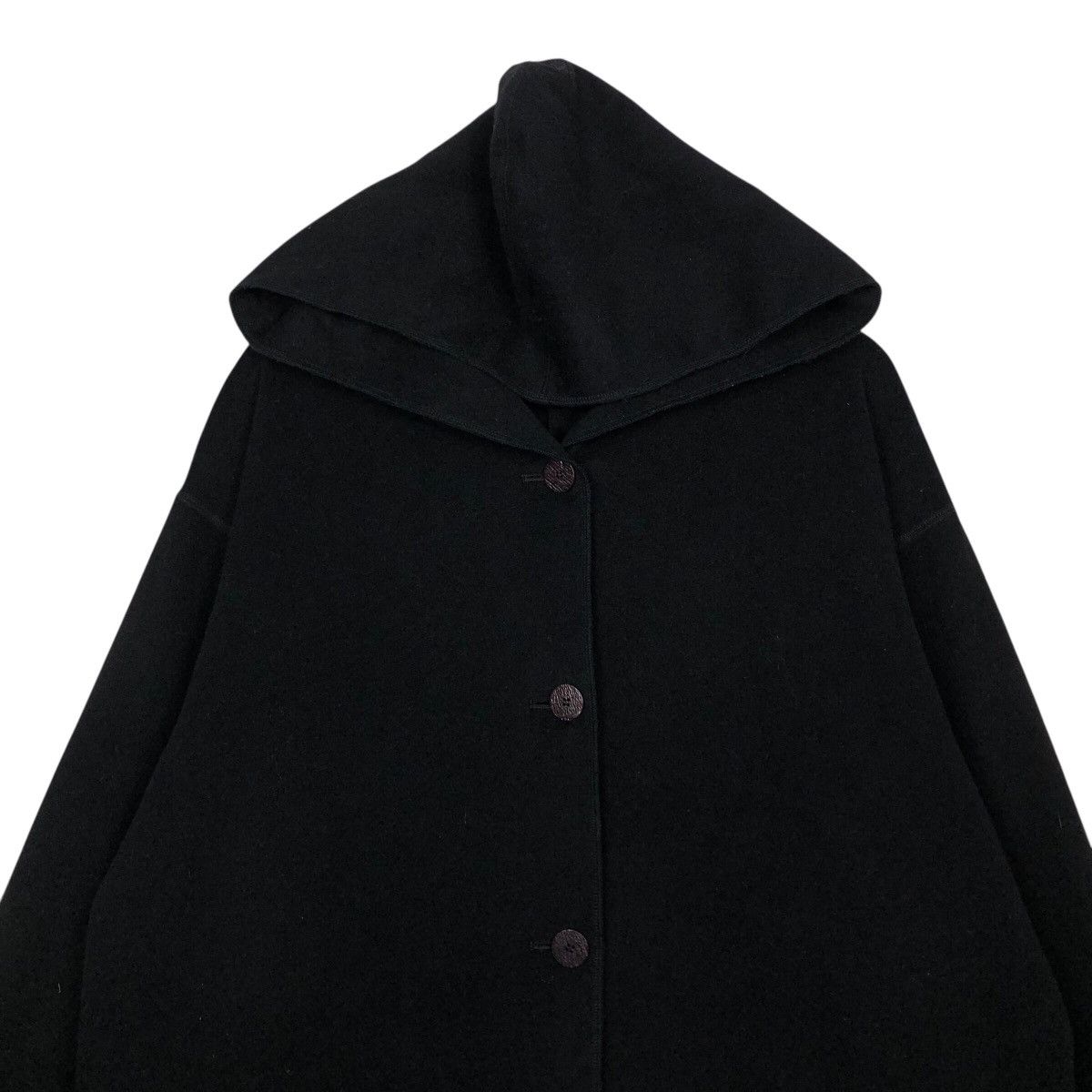 Japanese Brand S.I.B Experimental Hooded Overcoat — Black Avant-Garde Drape Size US M / EU 48-50 / 2 - 4 Thumbnail