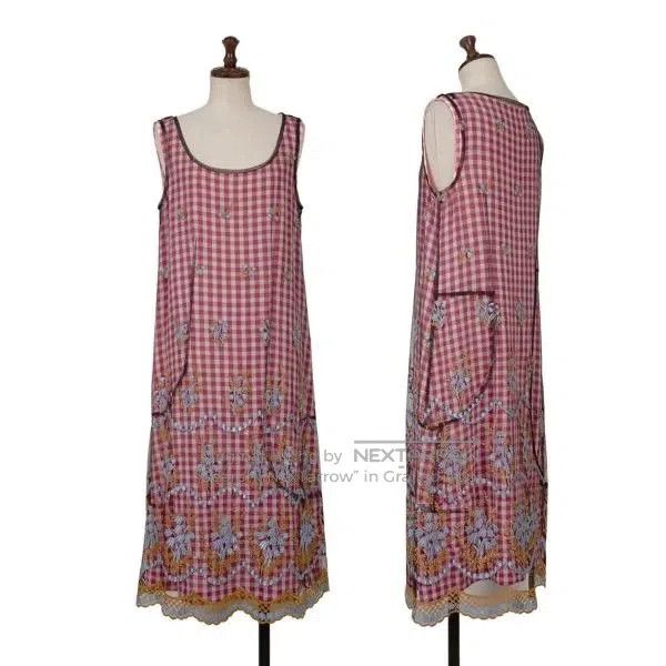 Comme des Garcons Comme des Garcons Red vintage embroidered floral plaid dre Size S / US 4 / IT 40 - 1 Thumbnail
