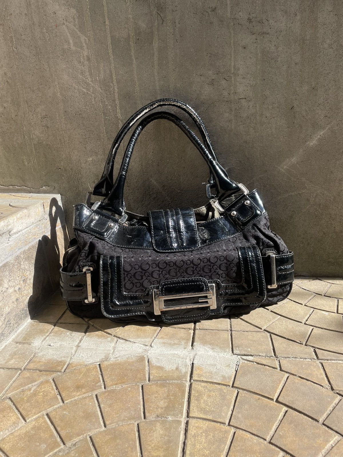 バッグ Unborn Calf gimmick hand bag black Y2K Unborn Calf gimmick hand bag black Y2K