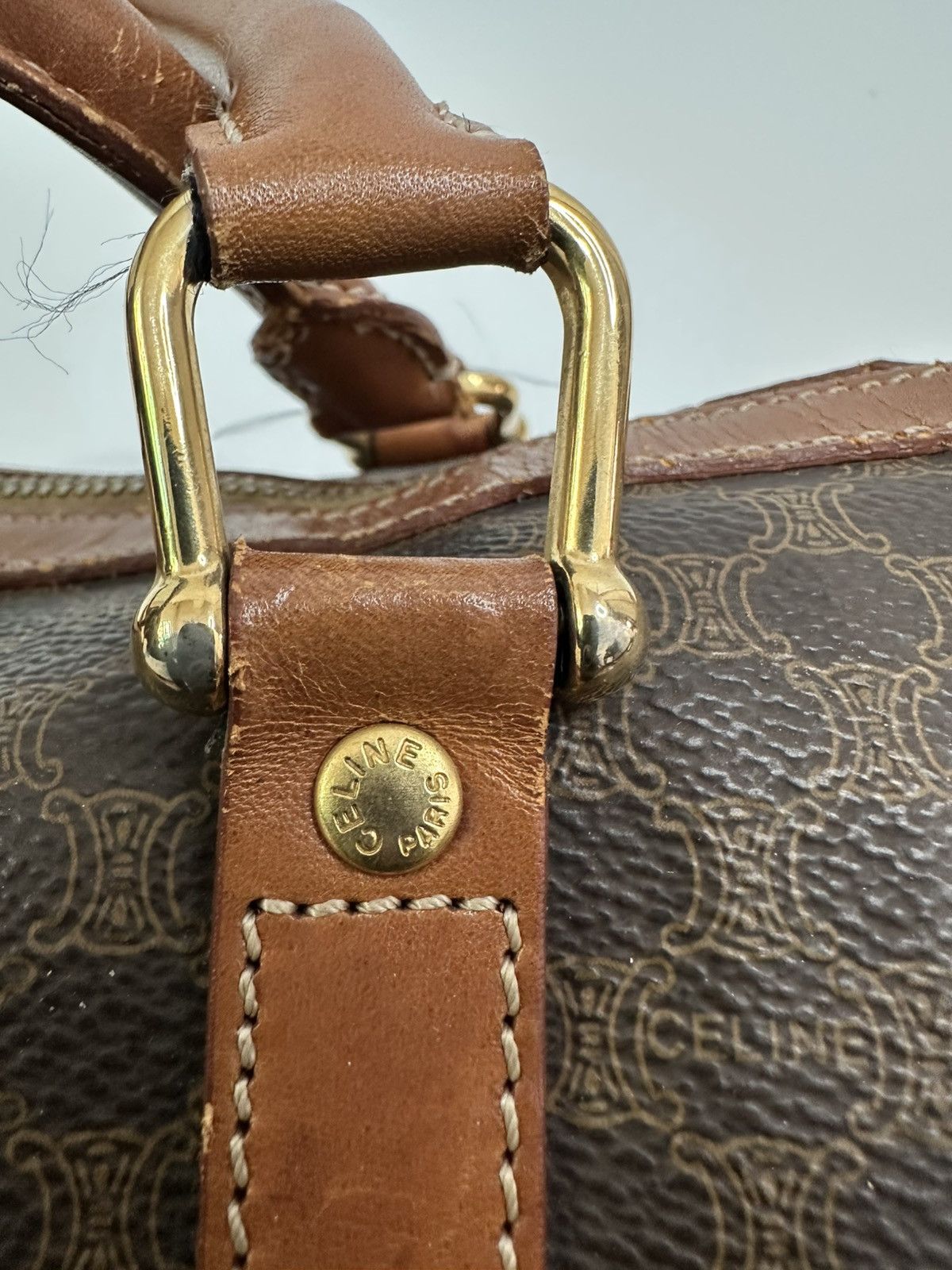 Celine × Vintage Céline Brown Macadam Coated Canvas Boston Bag Size ONE SIZE - 6 Thumbnail
