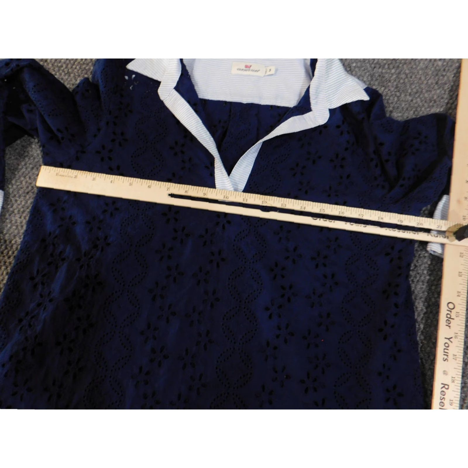 Vineyard Vines Vineyard Vines Shirt Womens Medium Navy Eyelet Tunic Popover Striped Cuffs Blouse3/4 Sleeve Floral Pattern Womens Mens Girls Size M / US 6-8 / IT 42-44 - 7 Thumbnail
