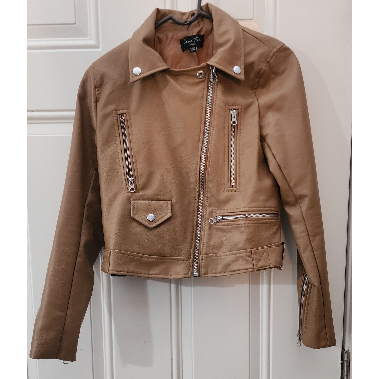 Other Women's Faux Leather Long Sleeve Zipper Moto Biker Jacket, S Size S / US 4 / IT 40 - 6 Thumbnail