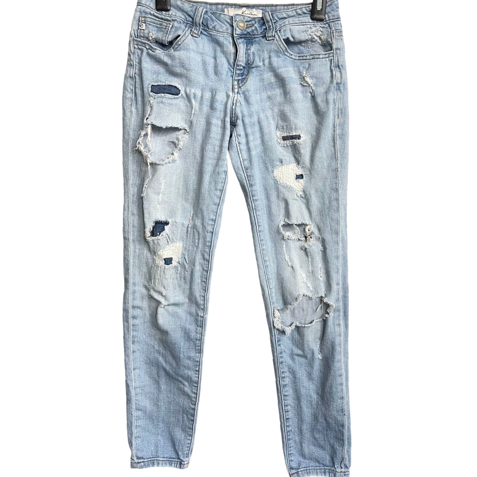 Vintage KanCan Jeans Women Junior Size 3 Light Wash Denim Low Rise Skinny Grunge Jeans Womens Juniors Size 3 Light Blue Denim Size 27" / US 4 / IT 40 - 2 Thumbnail