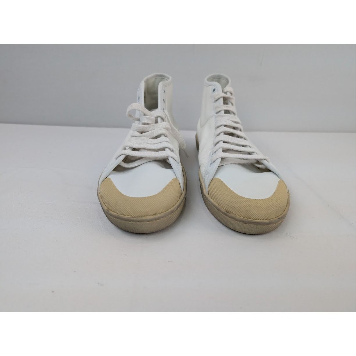 Saint Laurent Paris o1rshd1 Mid-Top Sneakers in Off-White Size US 12 / EU 45 - 9 Thumbnail