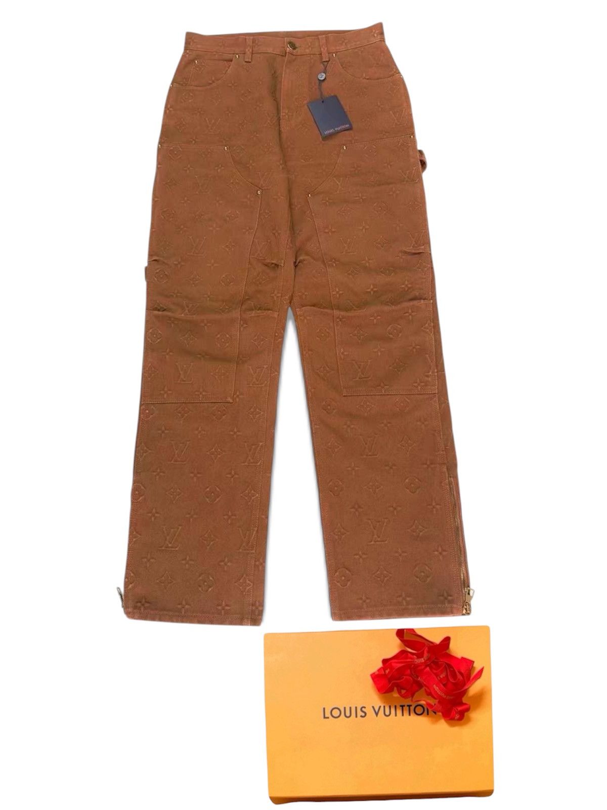 Louis Vuitton LOUIS VUITTON 32 Carpenter Brown Monogram Denim Jeans Size US 34 / EU 50 - 1 Thumbnail
