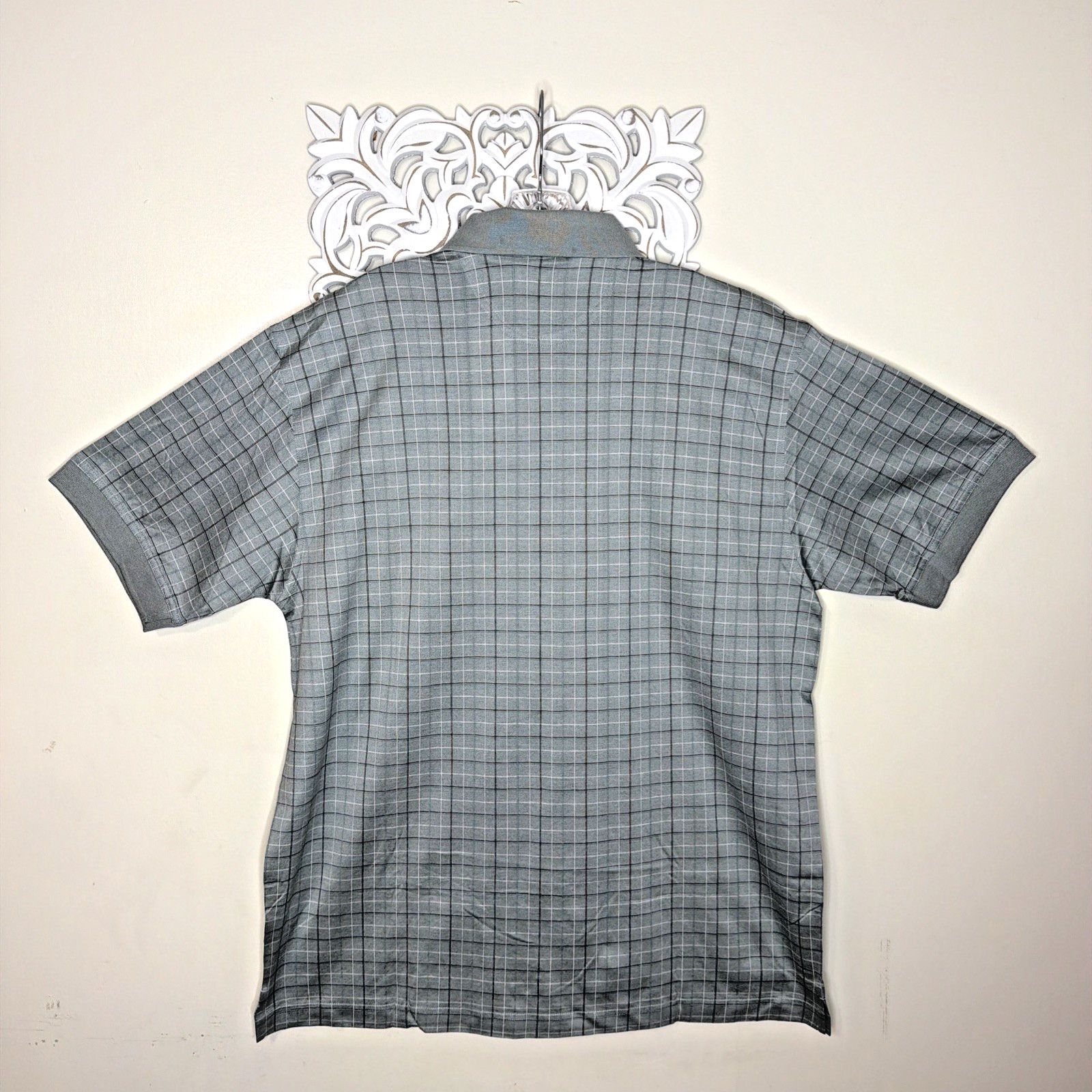 Greg Norman GREG NORMAN L Shirt Mercerized COTTON Polo GRAY Plaid NWT Size US L / EU 52-54 / 3 - 6 Thumbnail