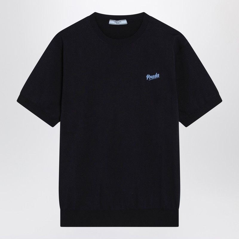 Prada Prada Blue Silk-Blend Sweater With Logo Size XS / US 0-2 / IT 36-38 - 1 Thumbnail