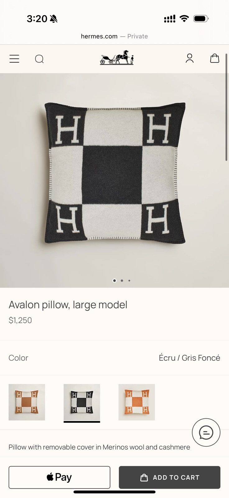 Hermes Avalon pillow large model Size ONE SIZE - 8 Thumbnail