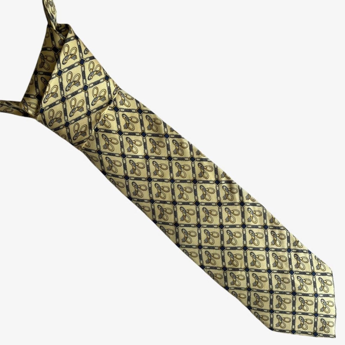 Vintage Paolo Gucci Equestrian Horsebit Geometric Silk Tie
