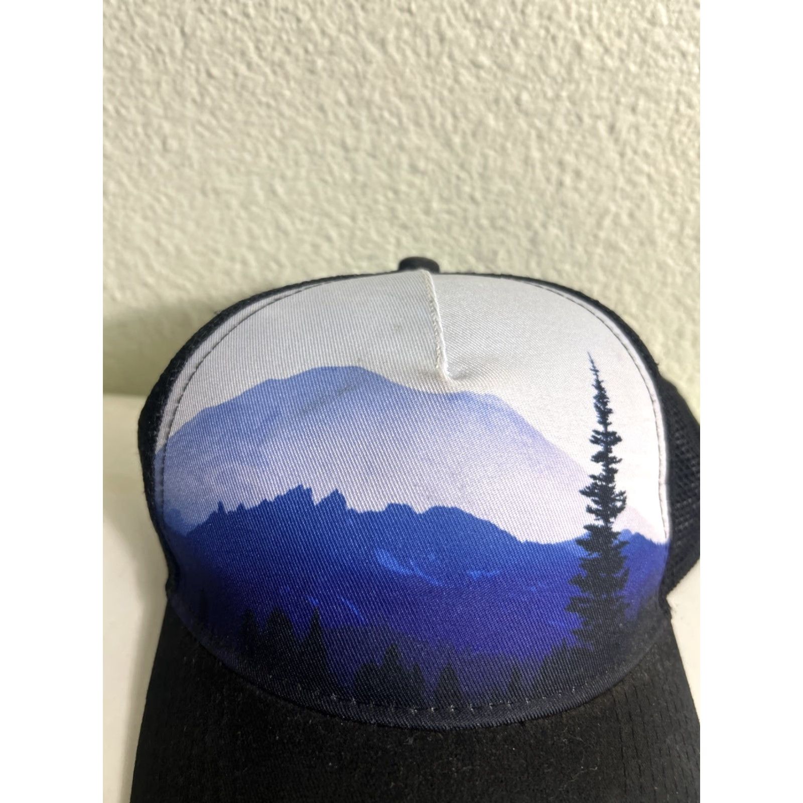 Vintage REI Trucker Hat Black Blue Mountain Forest Skyline Men One Size Size ONE SIZE - 4 Thumbnail