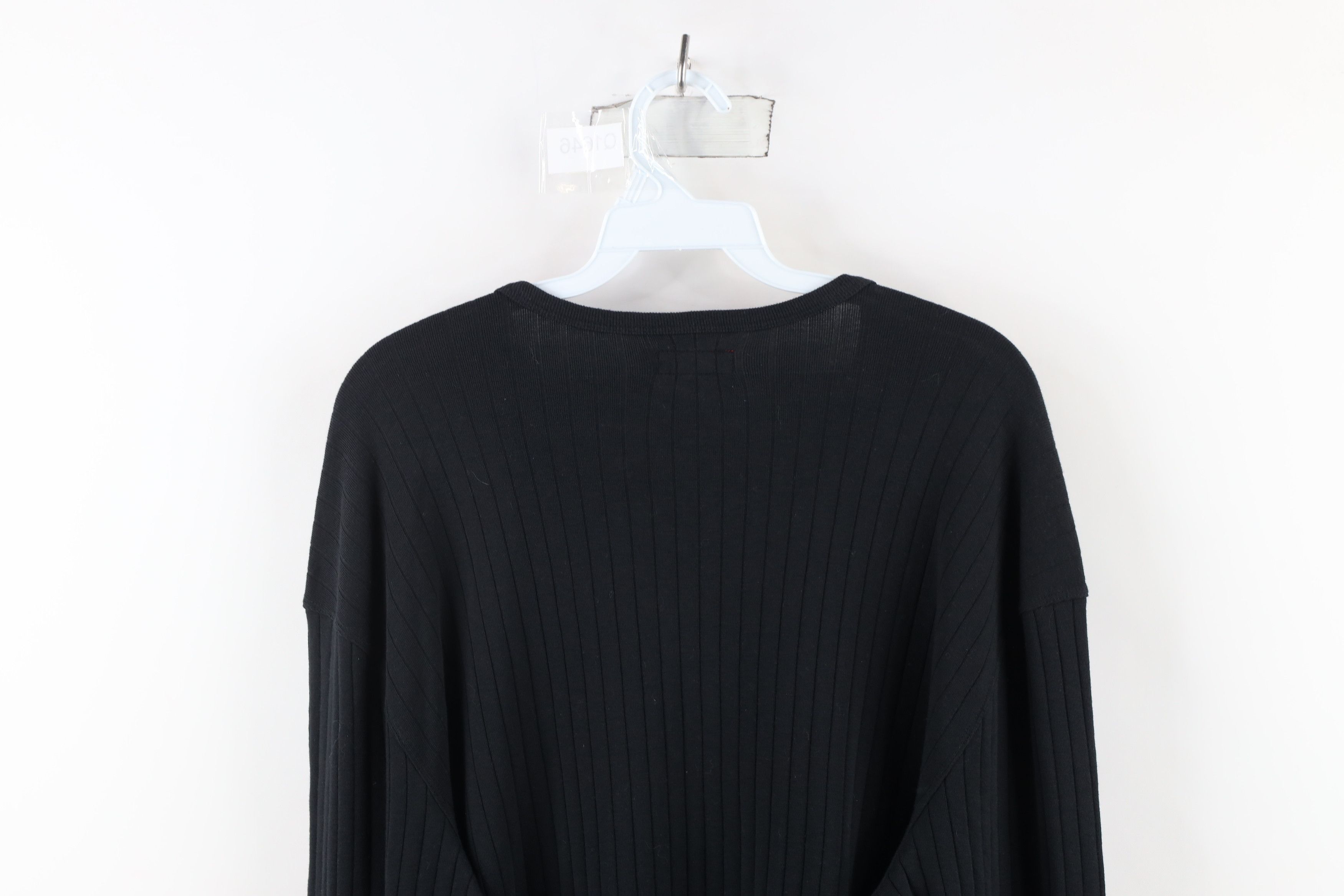 Guess × Vintage Vintage 90s Guess Ribbed Knit Long Sleeve V-Neck T-Shirt Size US XL / EU 56 / 4 - 7 Thumbnail