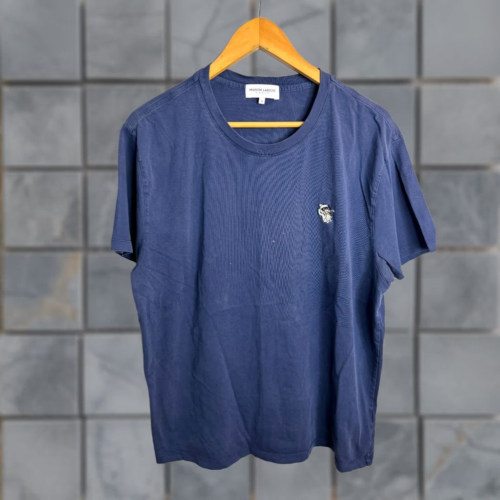 Maison Labiche Maison Labiche T-Shirt Men XL Navy Blue Embroidered Cotton Crew Neck Short Sleeve 1216 Size US XL / EU 56 / 4 - 1 Thumbnail