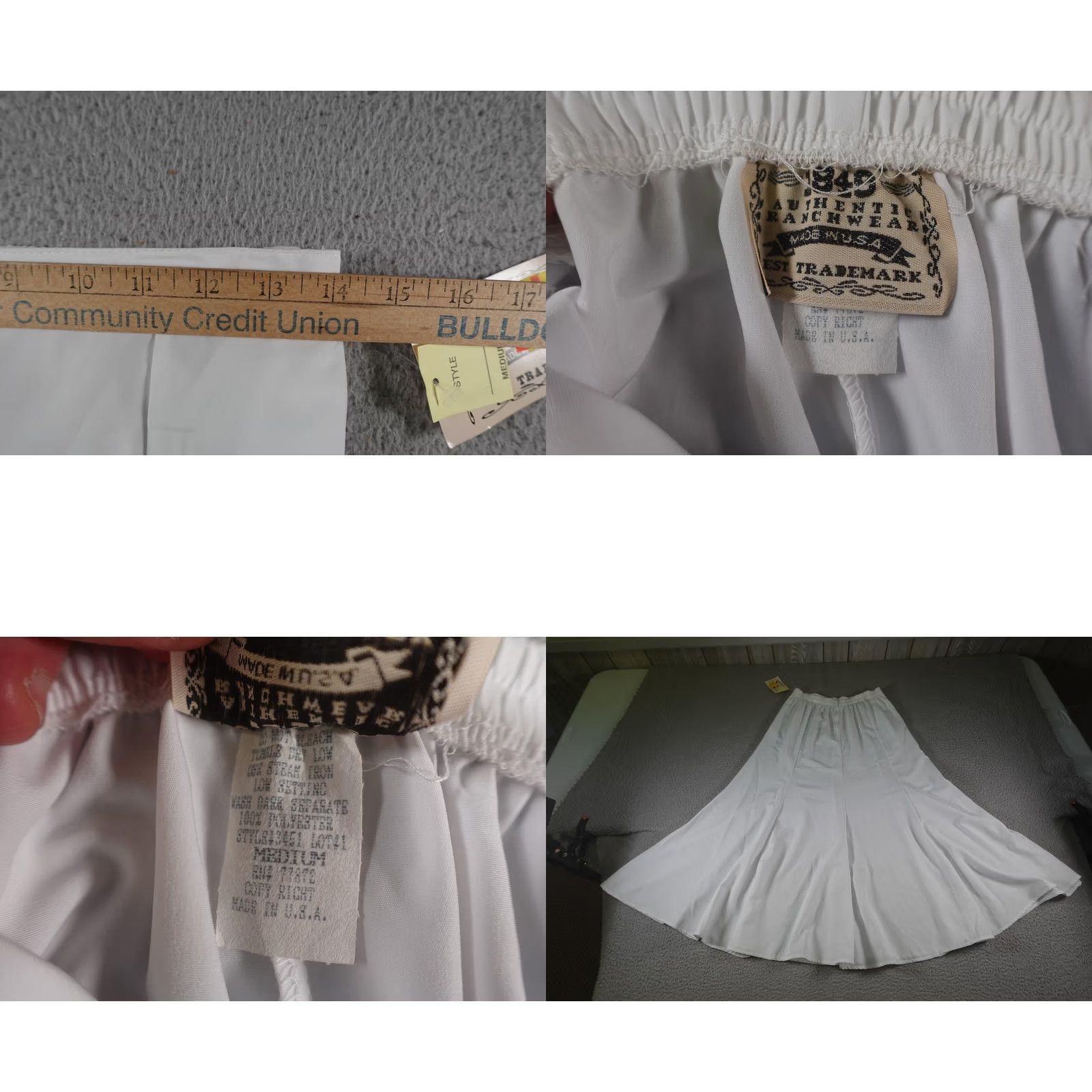 DANCER VINTAGE Western Skirt Womens Medium White Cowgirl Rodeo Square Dance Show Farm Size 32" / US 10 / IT 46 - 8 Thumbnail