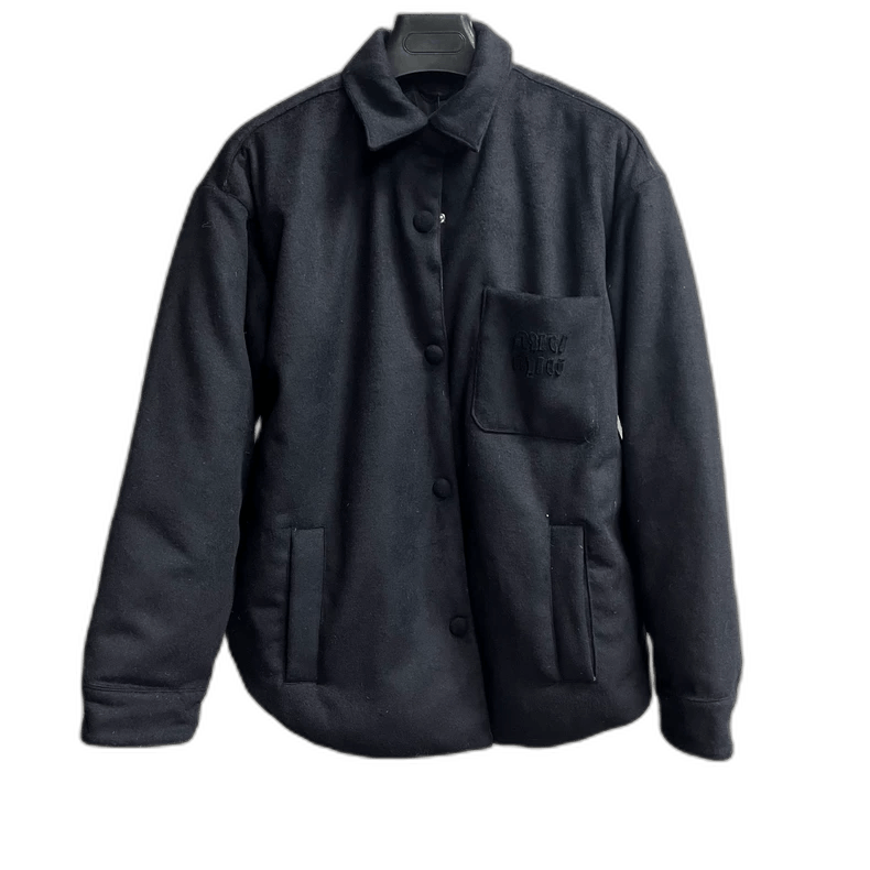 Miu Miu Miu Miu Black Logo Print Cotton Jacket Size US S / EU 44-46 / 1 - 1 Thumbnail