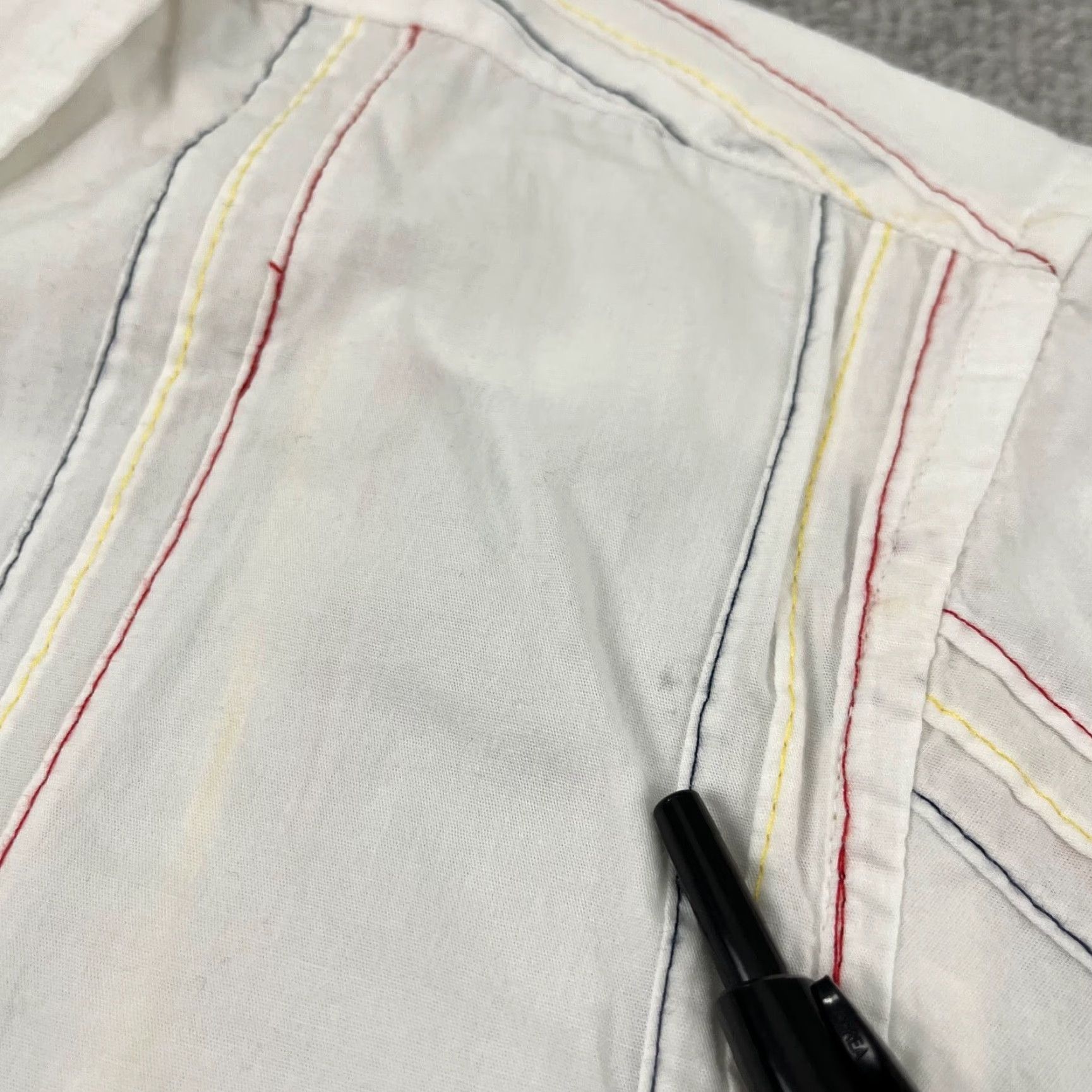 Carbon2Cobalt CARBON 2 COBALT Shirt Mens Medium White Red Blue Striped Button Up Long Sleeve Size US M / EU 48-50 / 2 - 6 Thumbnail