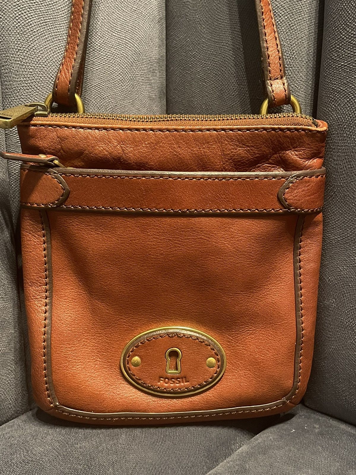 Fossil Fossil Key Per Crossbody Bag Brown Smooth Leather Small Size ONE SIZE - 1 Thumbnail