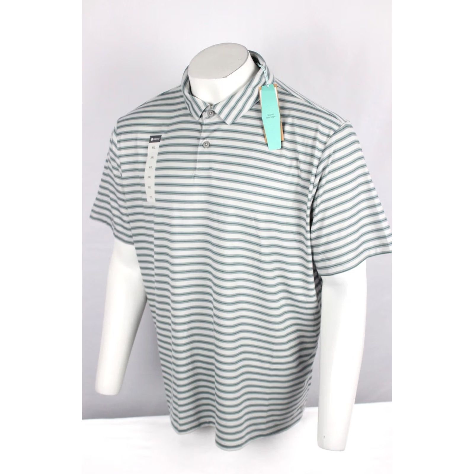 Vintage Free Fly Men's Elevate Polo Short Sleeve Shirt XXL Smooth Sailing Stripe Gray Solid Pattern Shirt Size US XXL / EU 58 / 5 - 5 Thumbnail
