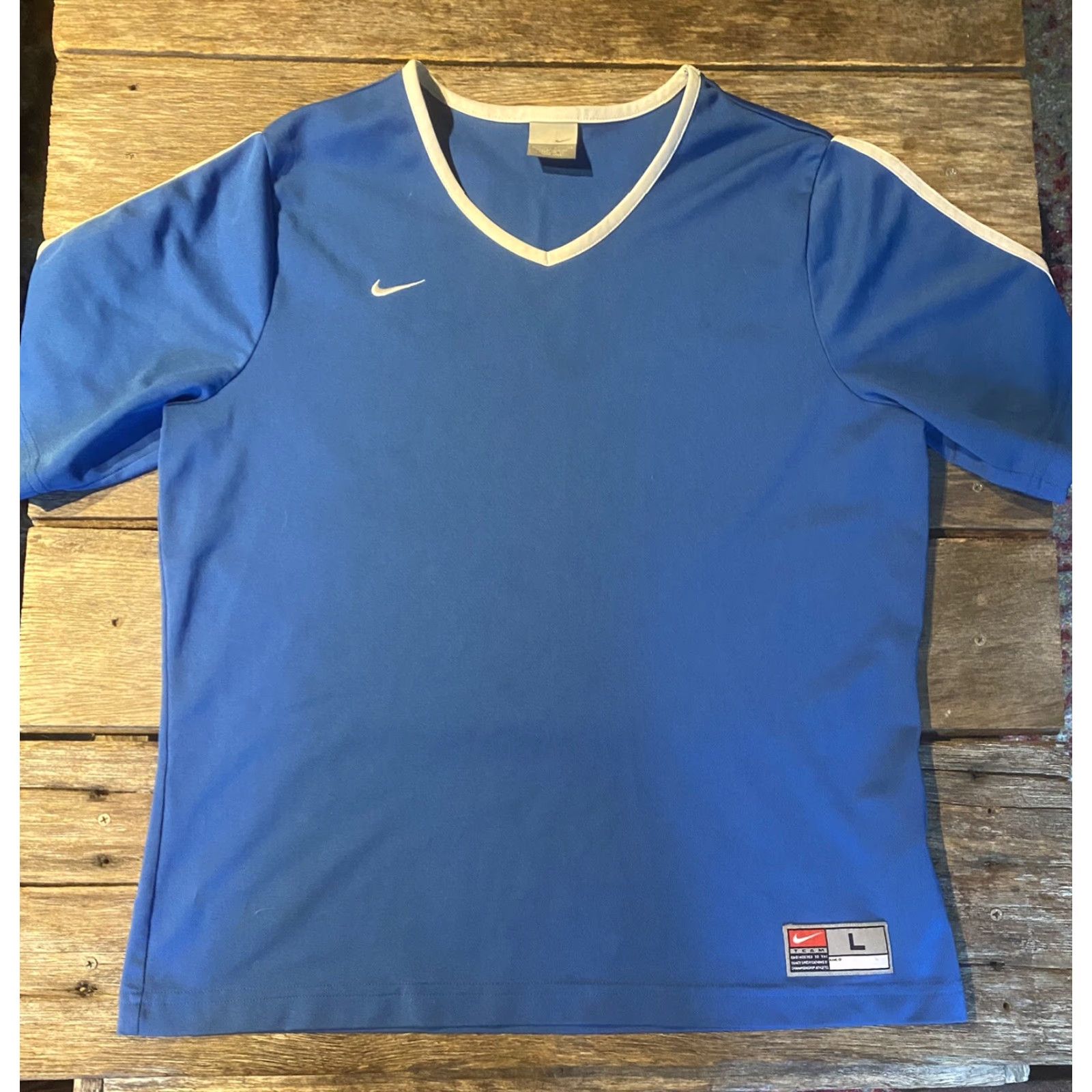 Nike VINTAGE Nike Blue Short Sleeve Soccer Jersey Women L 12-14 Sports T-Shirt Size L / US 10 / IT 46 - 2 Thumbnail