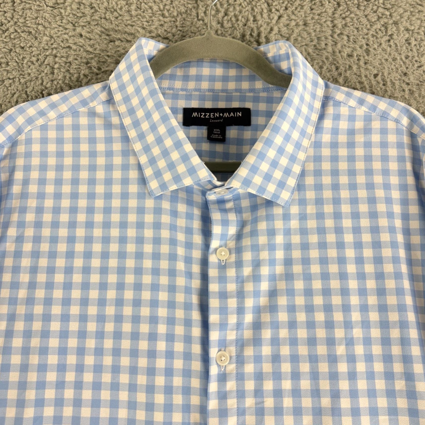 Mizzen+Main Mizzen+Main Leeward Button-Up Shirt Mens 2XL Blue Check Print Trim Fit LS Shirt Mens Blue Check Print Trim Fit LS Size US XXL / EU 58 / 5 - 2 Thumbnail