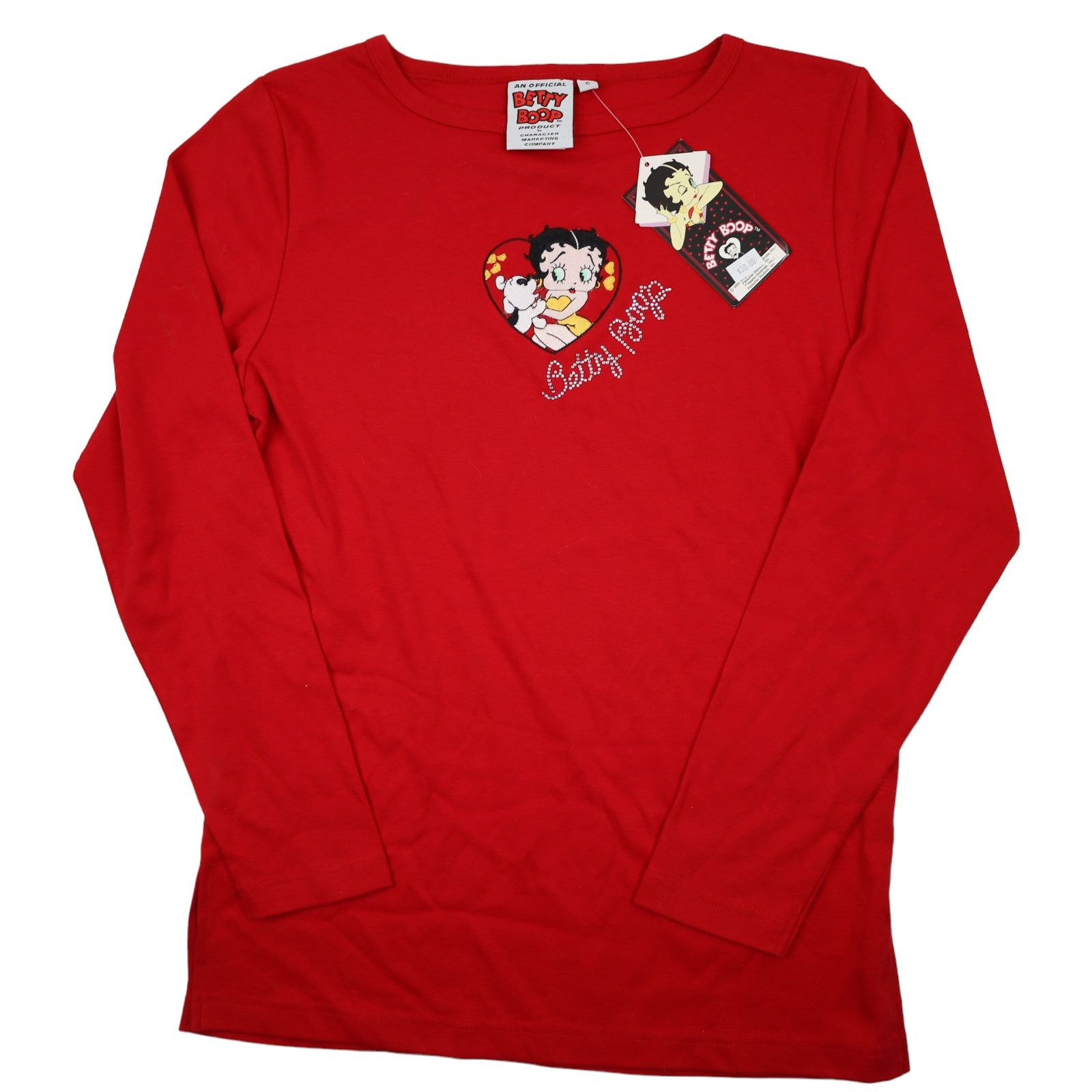 Vintage Vintage Y2k NWT Betty Boop Embroidered Dog Heart T Shirt Size S / US 4 / IT 40 - 1 Thumbnail