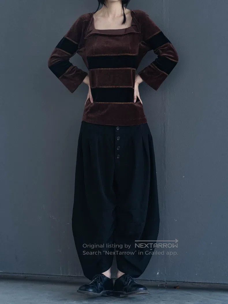 Comme des Garcons Comme Des Garcons Black and brown striped velvet top Size S / US 4 / IT 40 - 1 Thumbnail