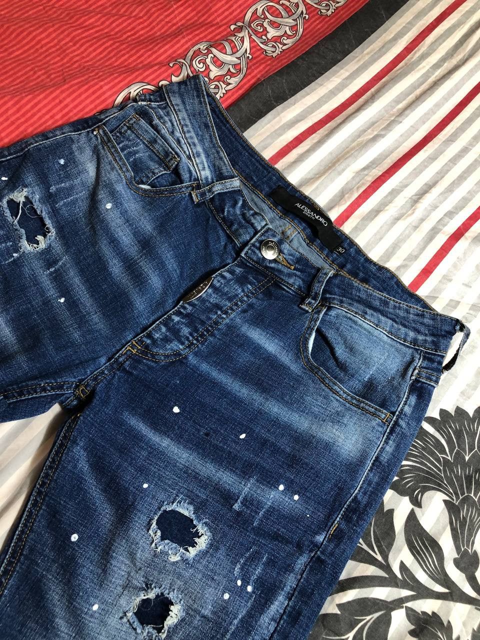 Japanese Brand Dirty Painted Distressed Thrashed Faded Baggy Jeans Y2K Size US 32 / EU 48 - 12 Thumbnail