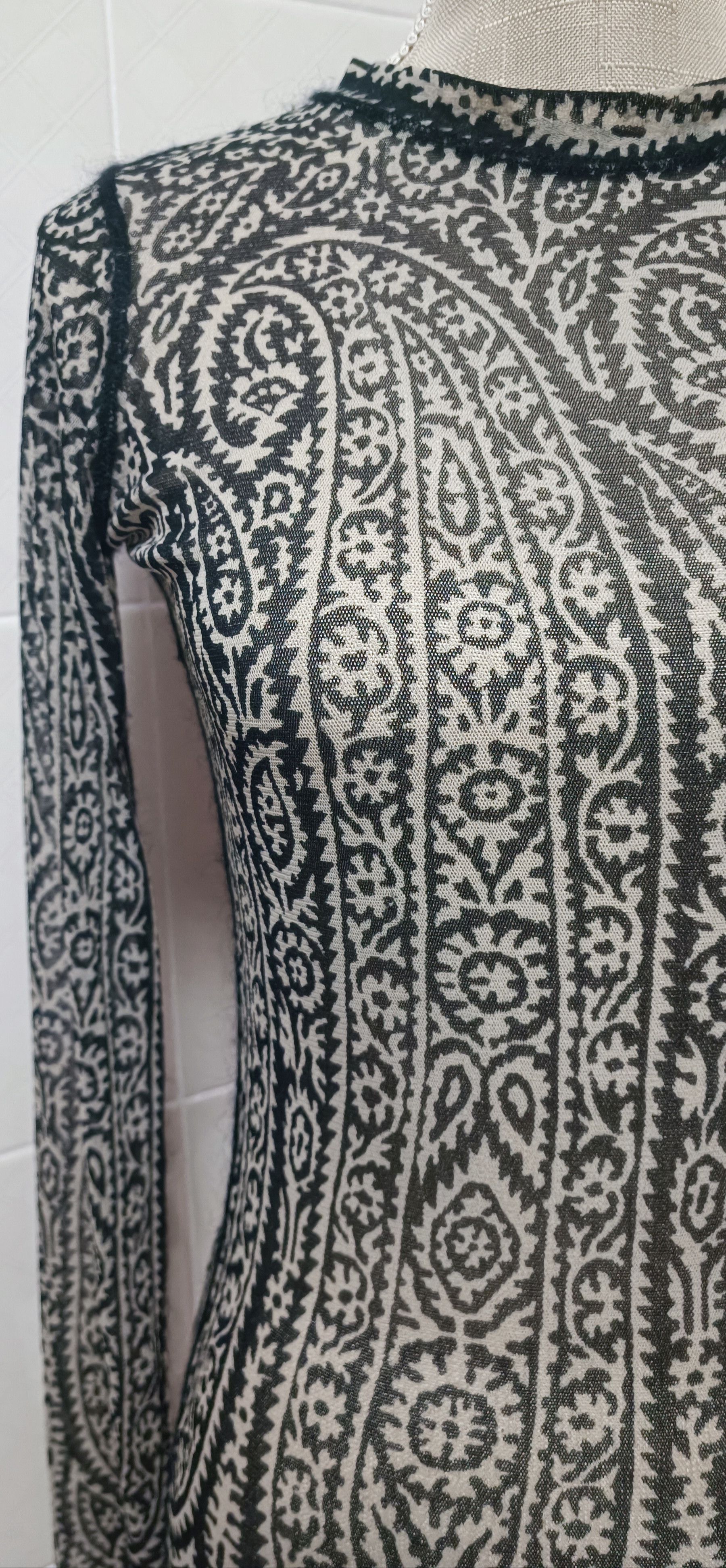 Jean Paul Gaultier 90's - Floral and paisley motifs mesh top Size M / US 6-8 / IT 42-44 - 3 Thumbnail