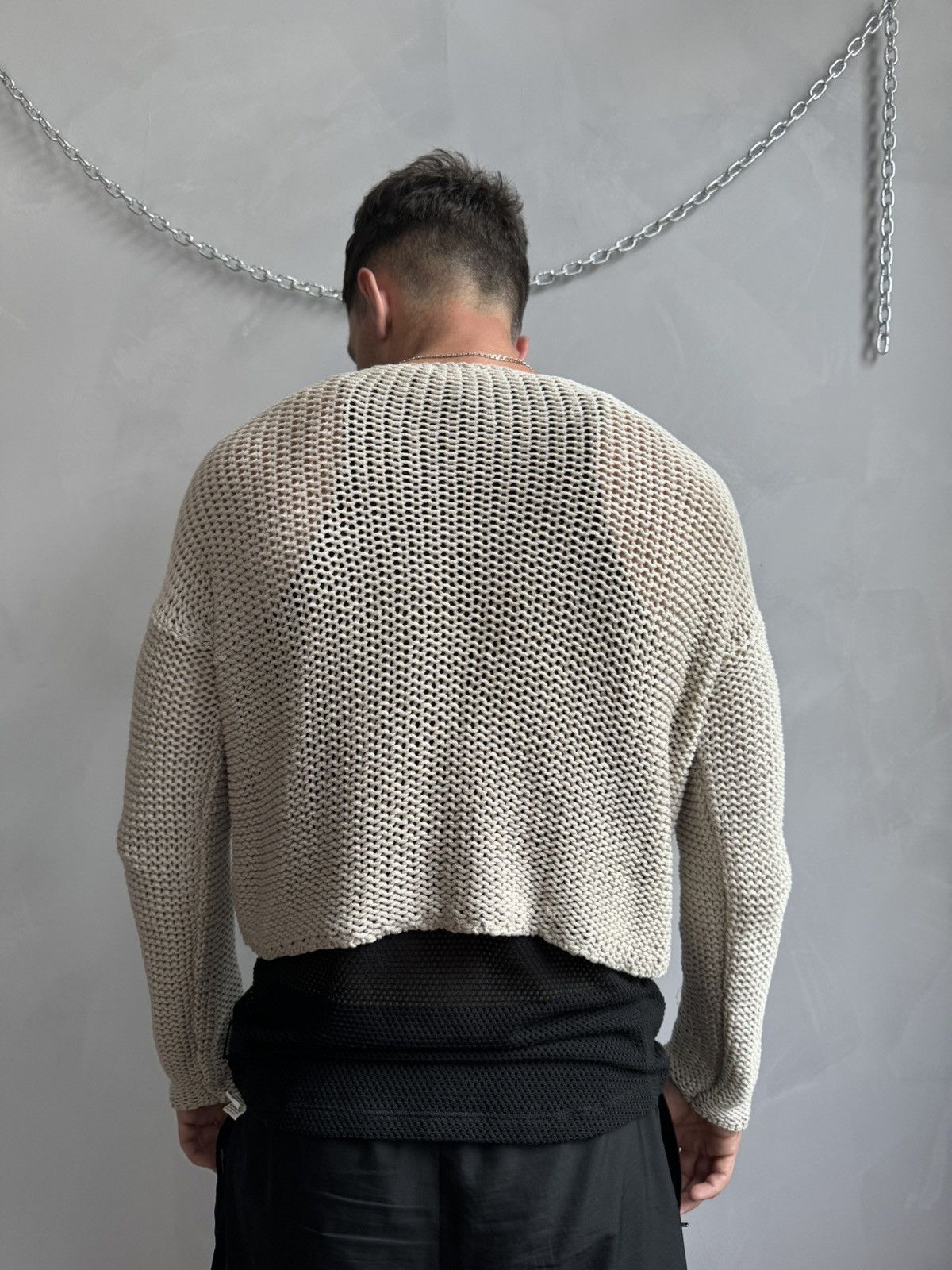 Japanese Brand SALE💣💣 VINTAGE ARCHIVE Y2K JPG STYLE MESH STRIPED SWEATER Size US M / EU 48-50 / 2 - 9 Thumbnail
