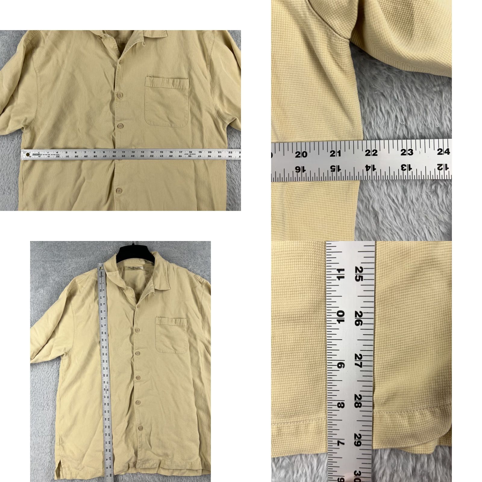 Tommy Bahama Tommy Bahama Shirt Men XL Yellow Button-Up Pocket Camp Hawaiian Aloha Beach Vacation Resort Pattern Solid Short Sleeve Shirt Size US XL / EU 56 / 4 - 8 Thumbnail